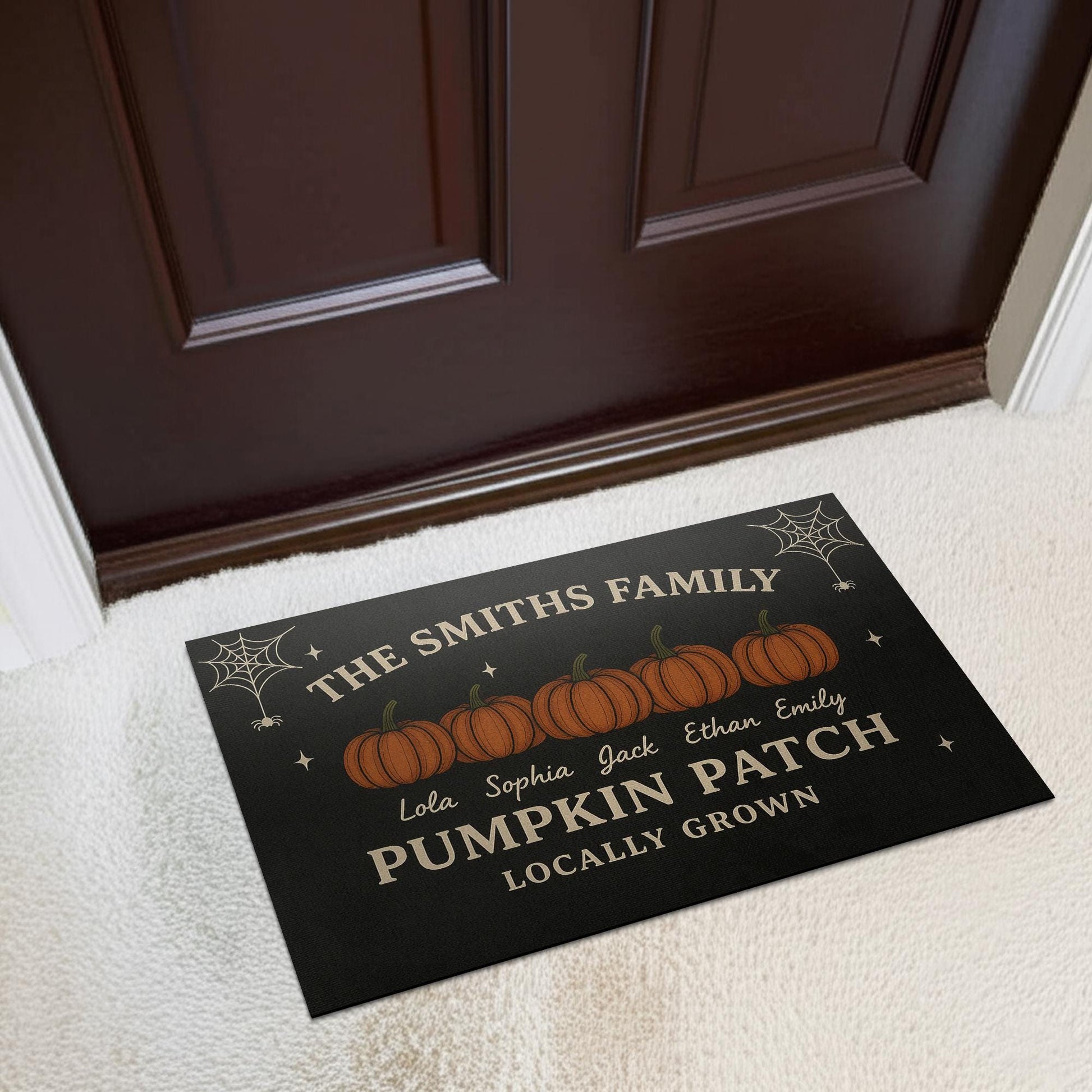 Personalized Family Pumpkin Patch’ Doormat , Custom Fall Welcome Mat with Your Names, Door Decor, Pumpkin Doormat