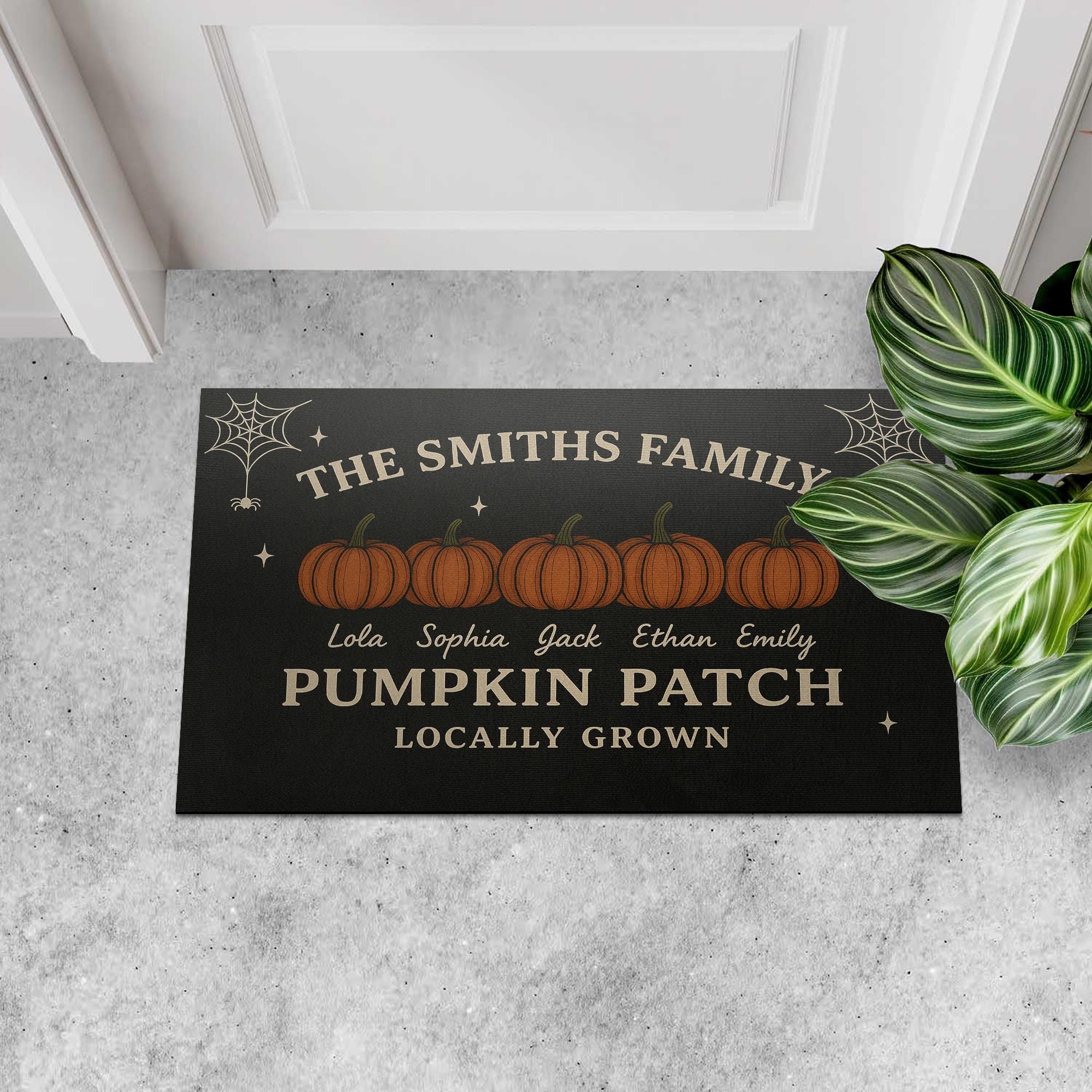 Personalized Family Pumpkin Patch’ Doormat , Custom Fall Welcome Mat with Your Names, Door Decor, Pumpkin Doormat