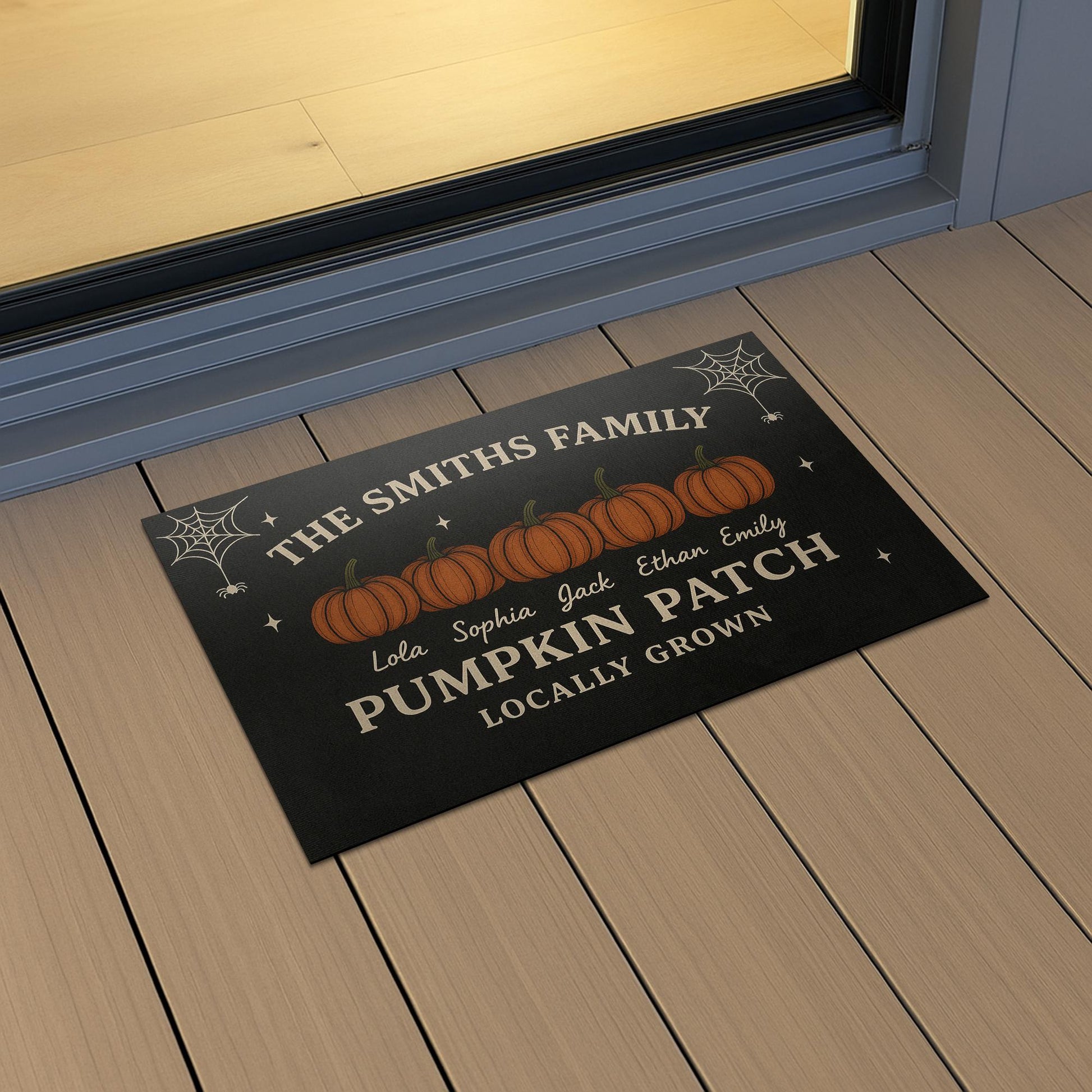 Personalized Family Pumpkin Patch’ Doormat , Custom Fall Welcome Mat with Your Names, Door Decor, Pumpkin Doormat
