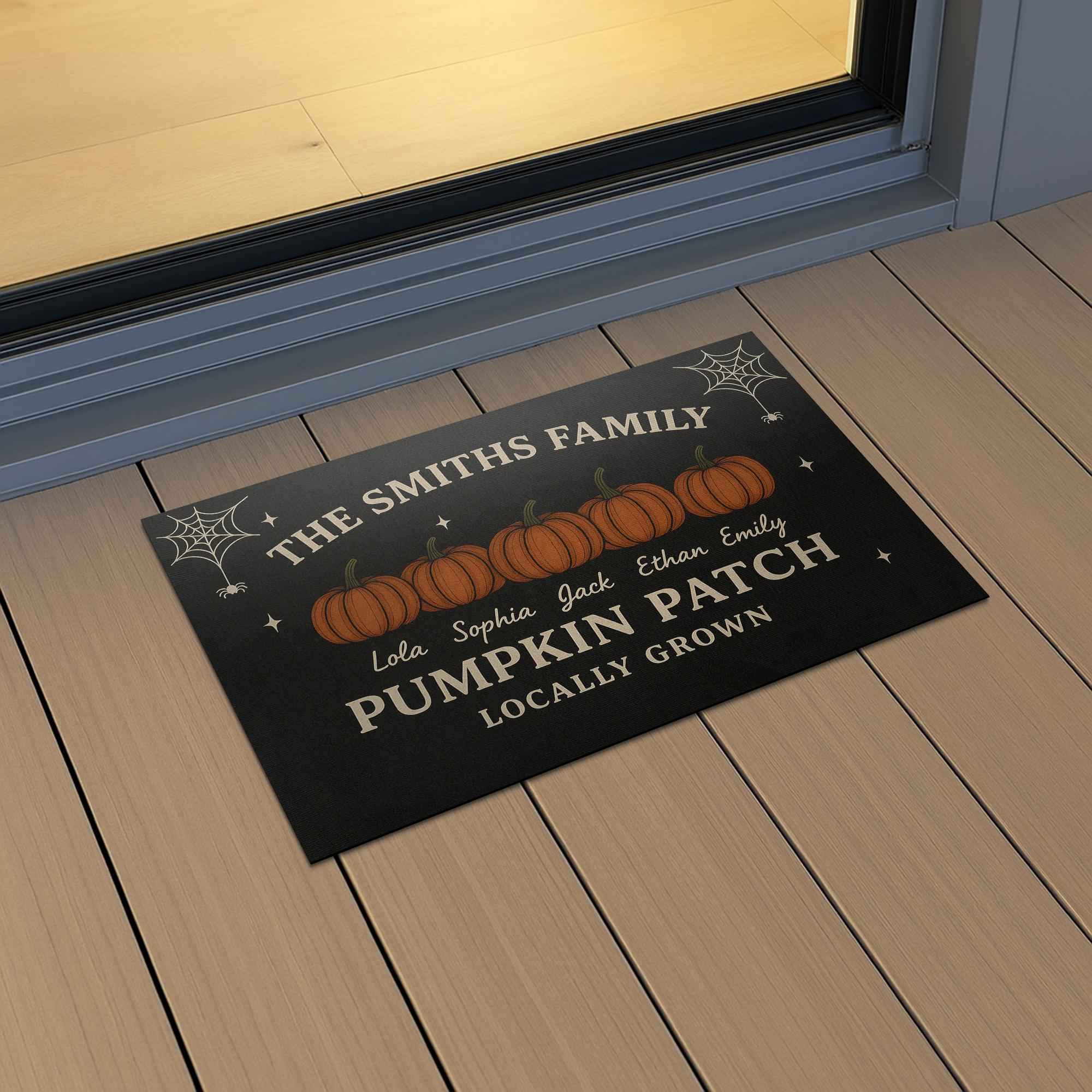 Personalized Family Pumpkin Patch’ Doormat , Custom Fall Welcome Mat with Your Names, Door Decor, Pumpkin Doormat