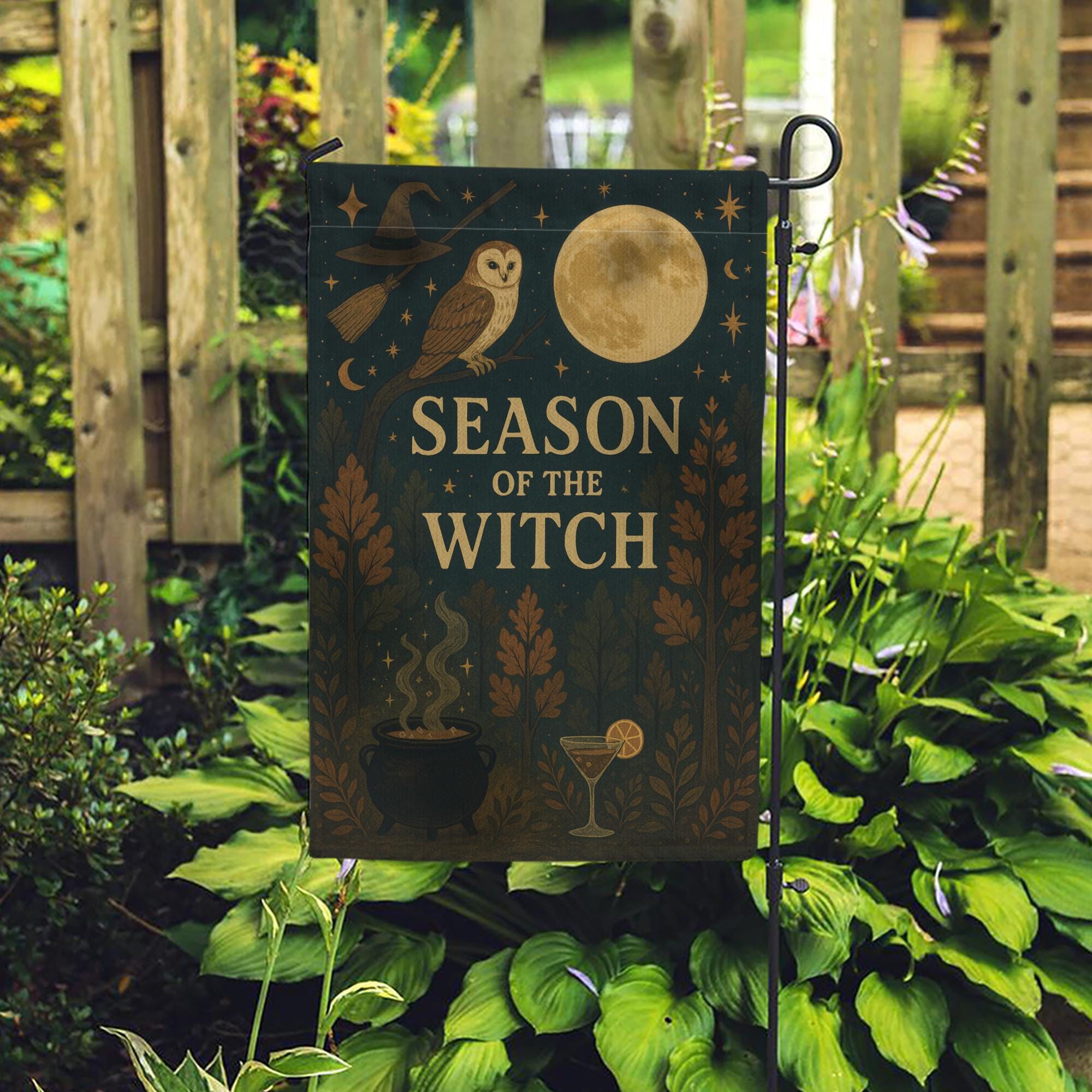 Season of the Witch Garden Flag,  Halloween & Fall Outdoor Yard Banner, Spooky Witch Decor, Halloween Decor, Witch Garden Flag, Outdoor Yard