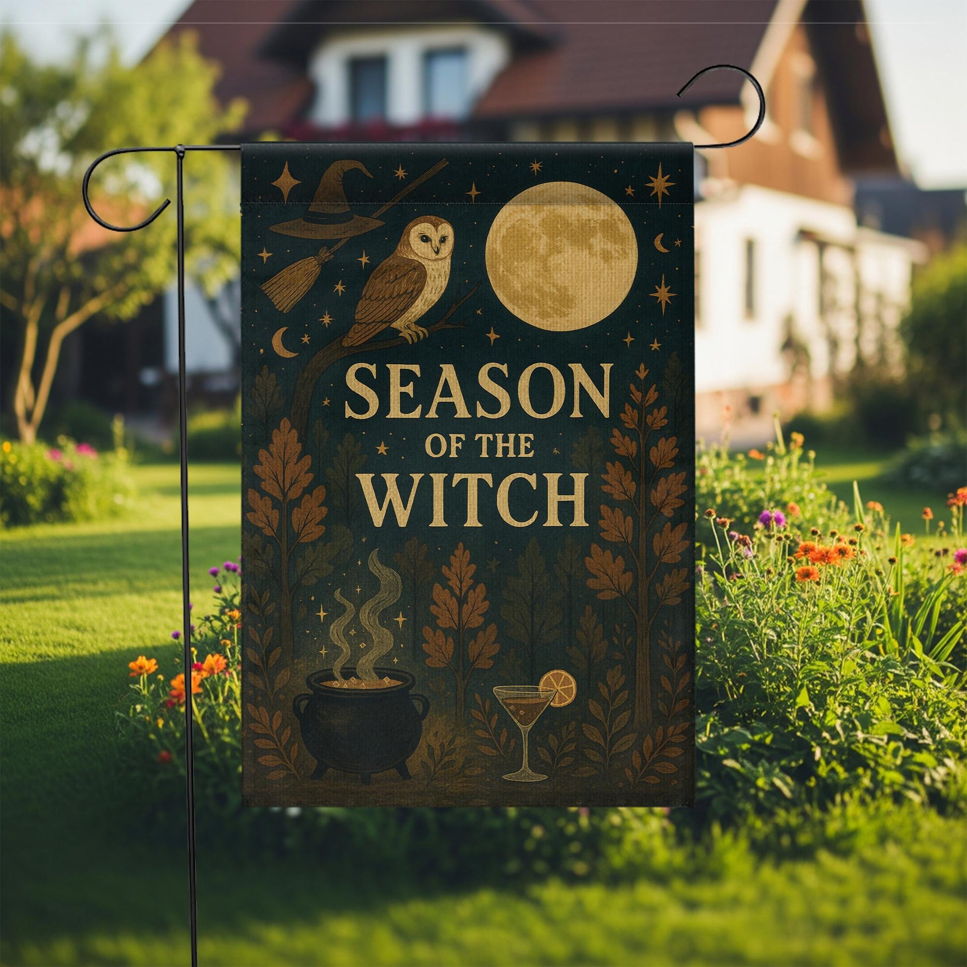 Season of the Witch Garden Flag,  Halloween & Fall Outdoor Yard Banner, Spooky Witch Decor, Halloween Decor, Witch Garden Flag, Outdoor Yard