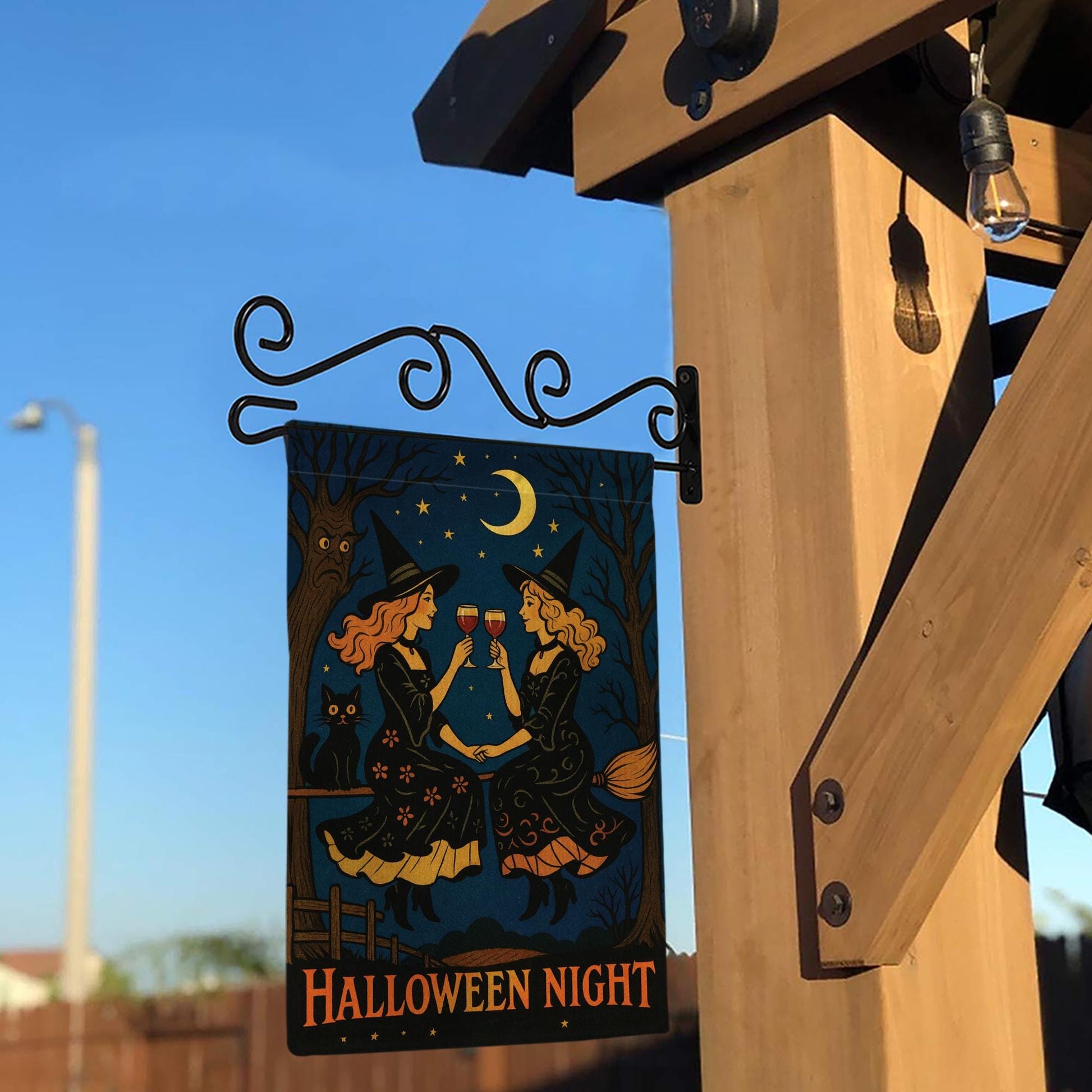 Halloween Night Gnome Garden Flag, Witchy Witches Cheers Outdoor Fall & Halloween Yard Banner, Halloween Night, Outdoor Fall Decor