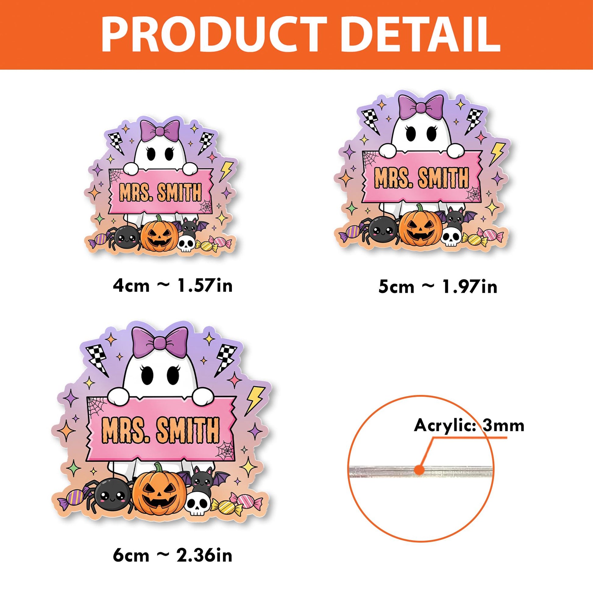 Cute Halloween Ghost Name Badge Reel, Pumpkin Spider Teacher Nurse Badge Accessory, Teacher Personalized Badge Clip