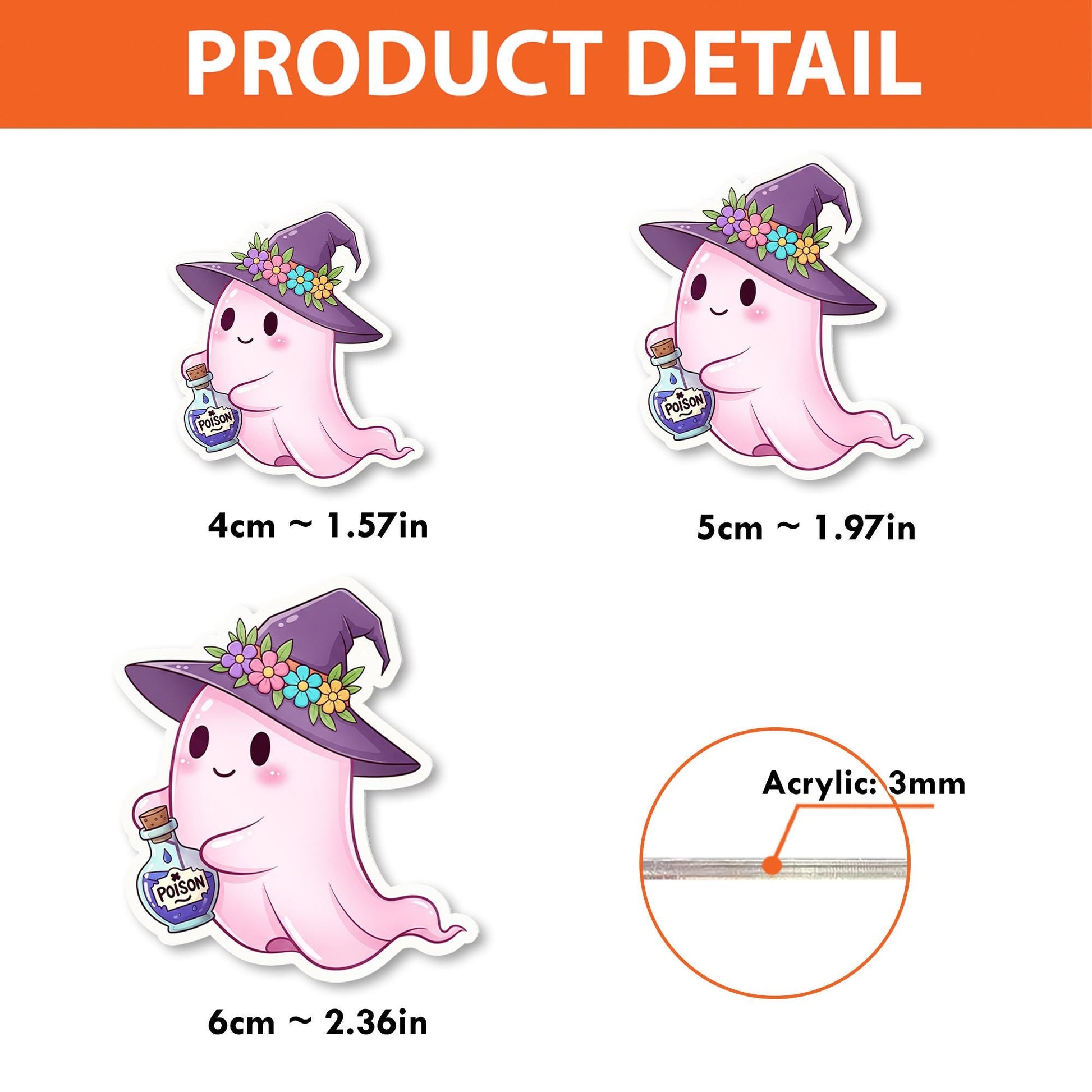 Cute Ghost Badge Reel – Halloween Witch Ghost ID Holder – Pink Ghost with Poison Bottle – Spooky Cute Nurse Gift