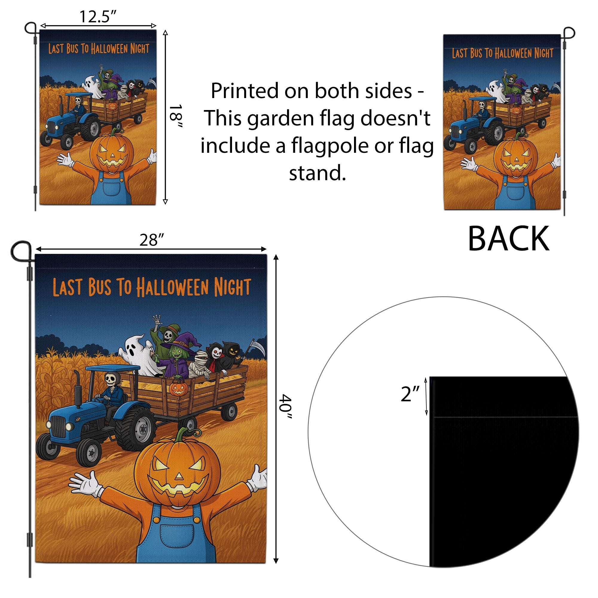 Halloween Garden Flag, Pumpkin Scarecrow & Skeleton Tractor, Spooky Hayride Yard Decor, Farmhouse Fall Porch Sign, Outdoor Halloween Decor