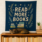 Read More Books Tapestry - Literary Wall Hanging, Book Lover Decor, Cozy Reading Corner Art, Library Wall Art