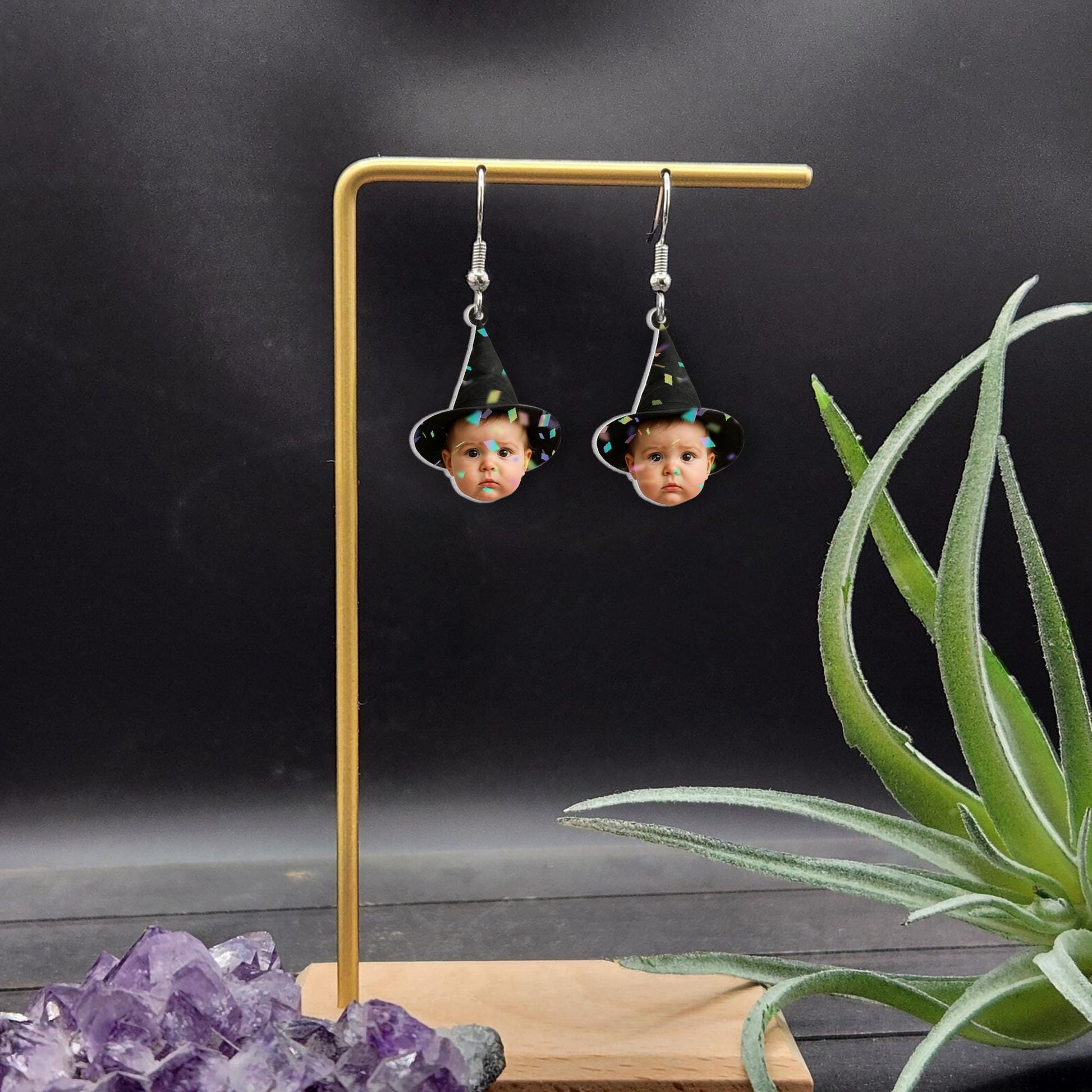 Custom Baby Photo Earrings - Personalized Picture Jewelry Gift for Mom, Grandma, Auntie, Unique Keepsake for Halloween & Birthday