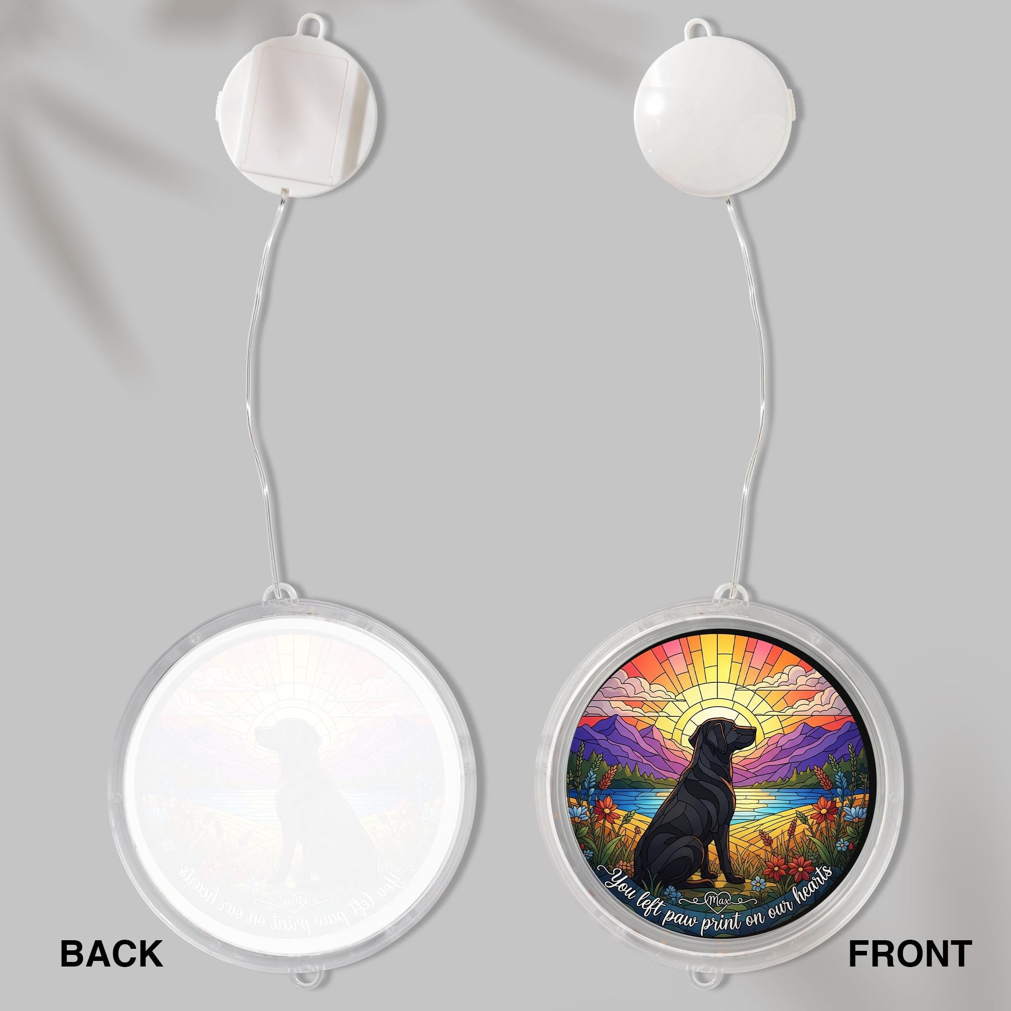 Personalized Pet Memorial LED Hanging Sun Catcher – Dog Loss Gift, Rainbow Bridge Ornament, Custom Pet Name Keepsake Decoration