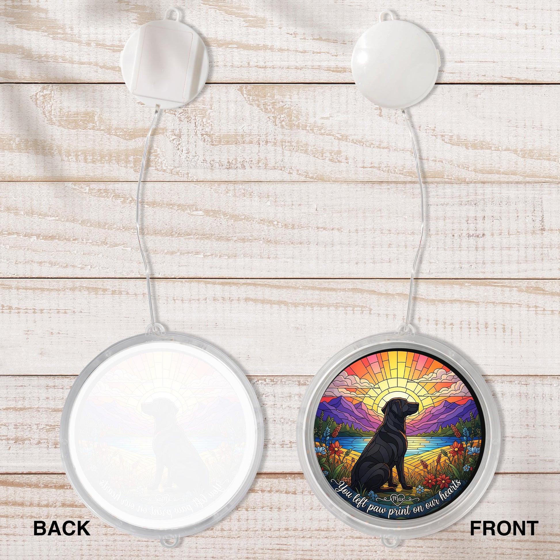 Personalized Pet Memorial LED Hanging Sun Catcher – Dog Loss Gift, Rainbow Bridge Ornament, Custom Pet Name Keepsake Decoration
