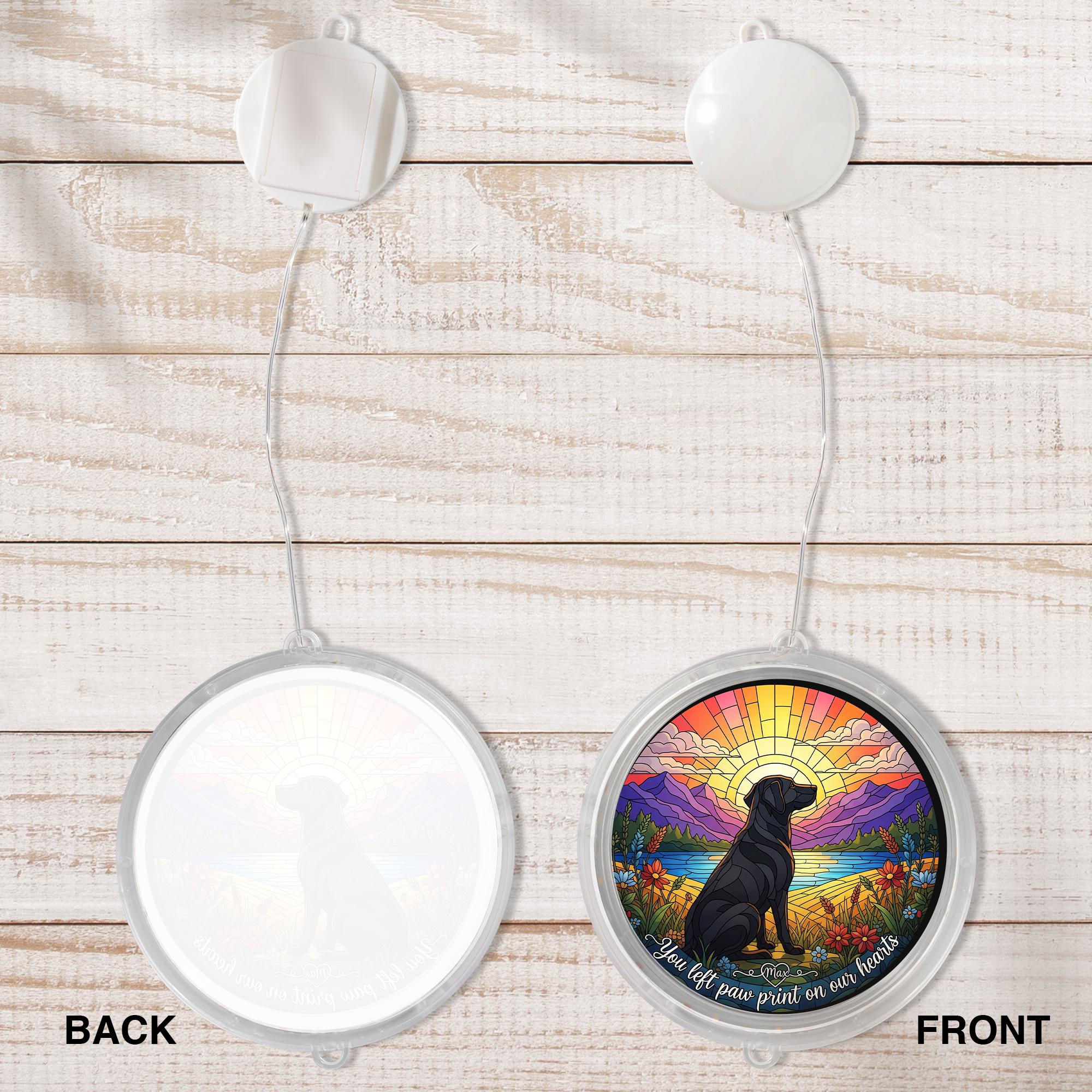 Personalized Pet Memorial LED Hanging Sun Catcher – Dog Loss Gift, Rainbow Bridge Ornament, Custom Pet Name Keepsake Decoration