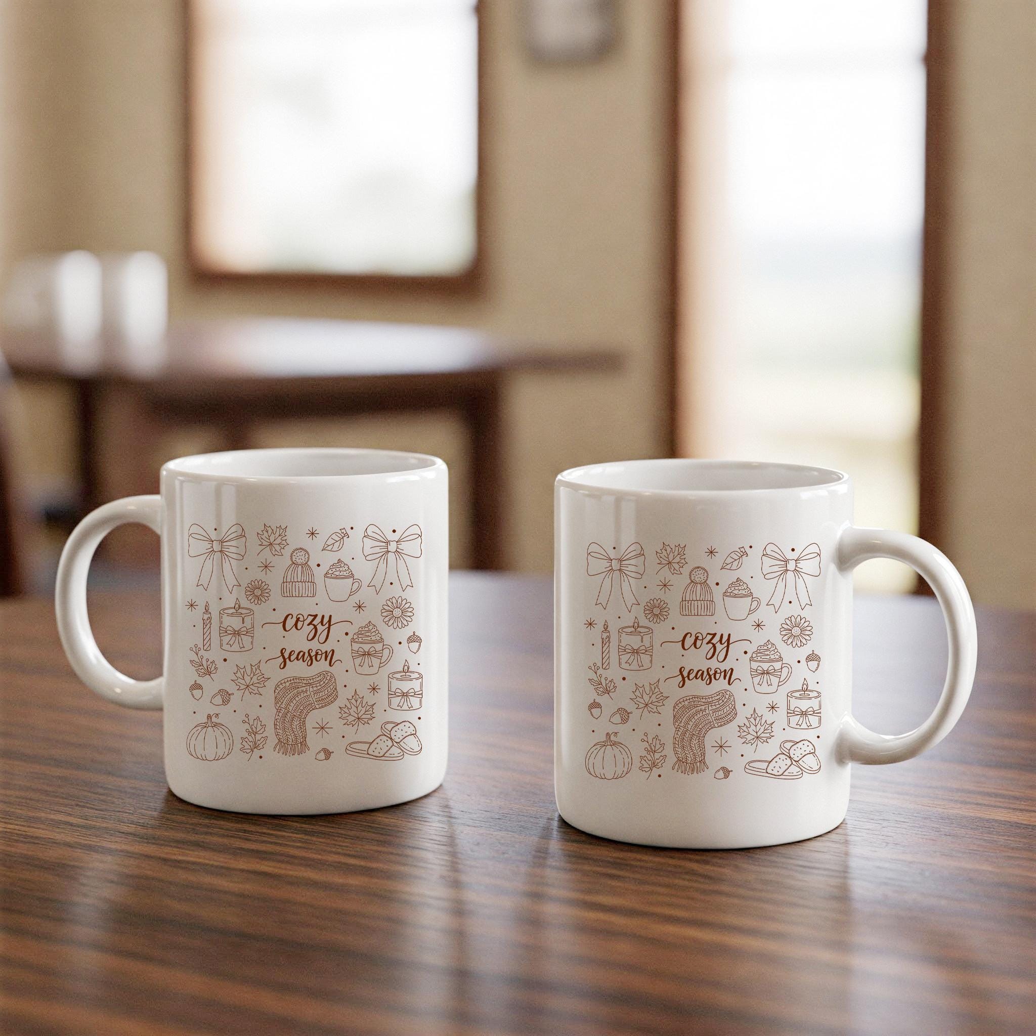 Cozy Season Mug – Fall and Winter Coffee Cup, Cute Holiday Gift, Autumn Pumpkin Hot Chocolate Tea Mug, Seasonal Cozy Kitchen Decor