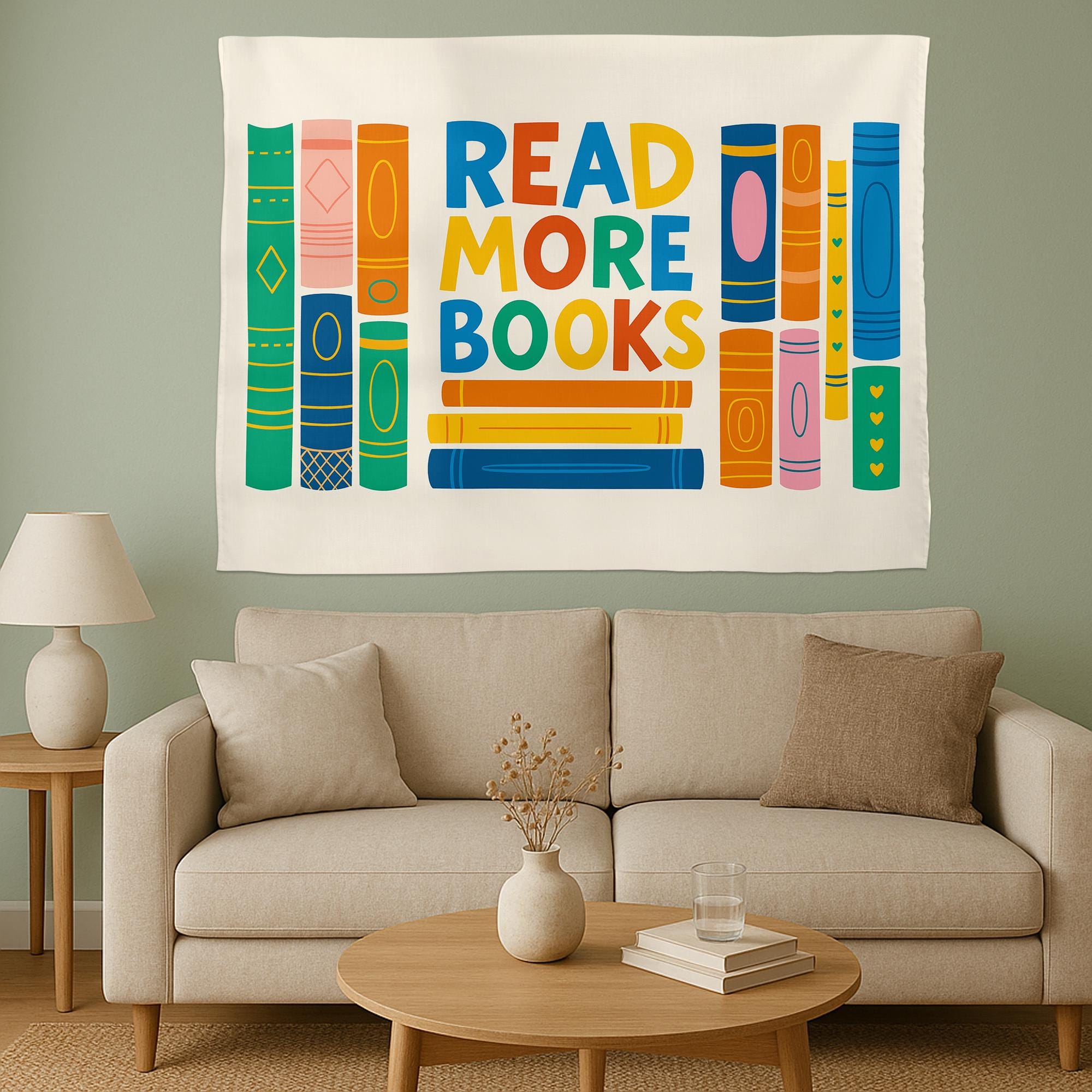 Read More Books Tapestry - Colorful Literary Wall Hanging, Book Lover Decor, Reading Corner Art, Library Dorm Room Accent