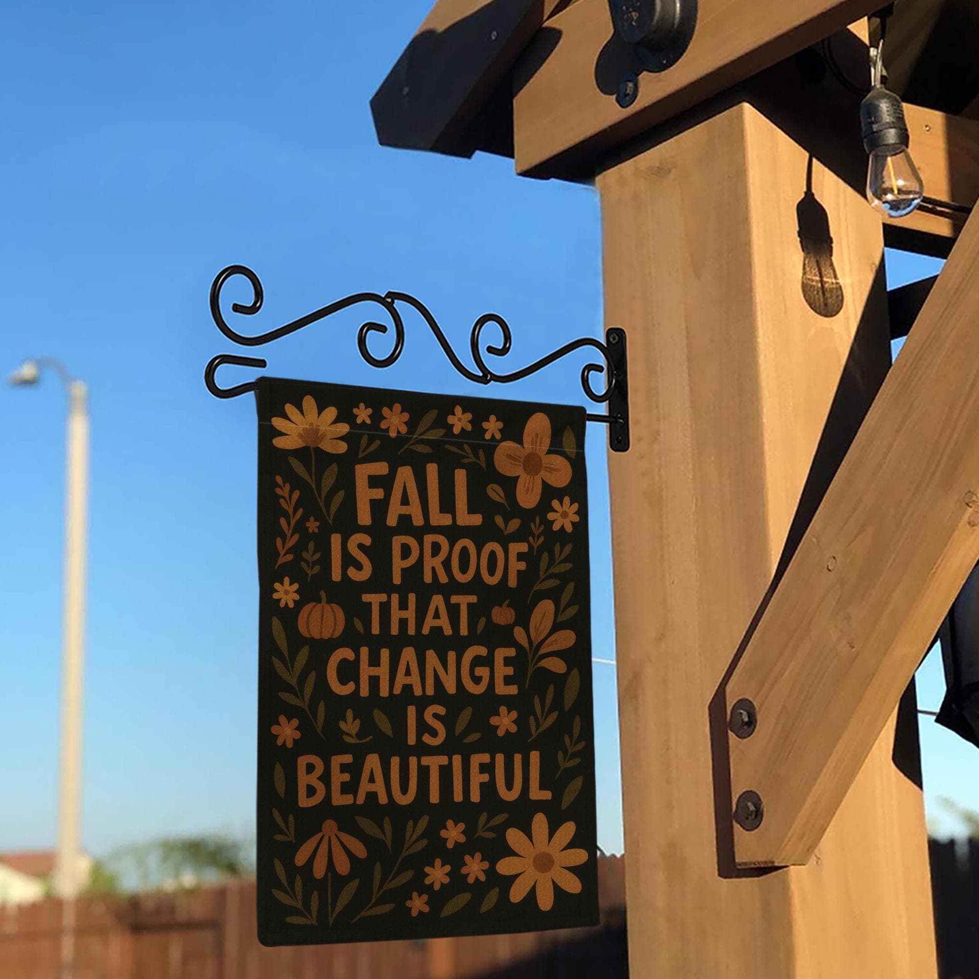 Fall Garden Flag - Autumn Outdoor Yard Decor, Seasonal Inspirational Flag, Rustic Pumpkin Floral Sign for Porch or Garden