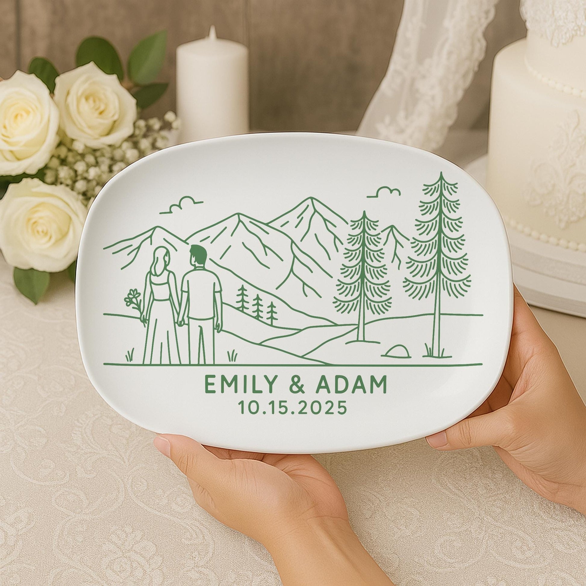 Custom Wedding Platter: Personalized Couple Name Plate, Decorative Keepsake