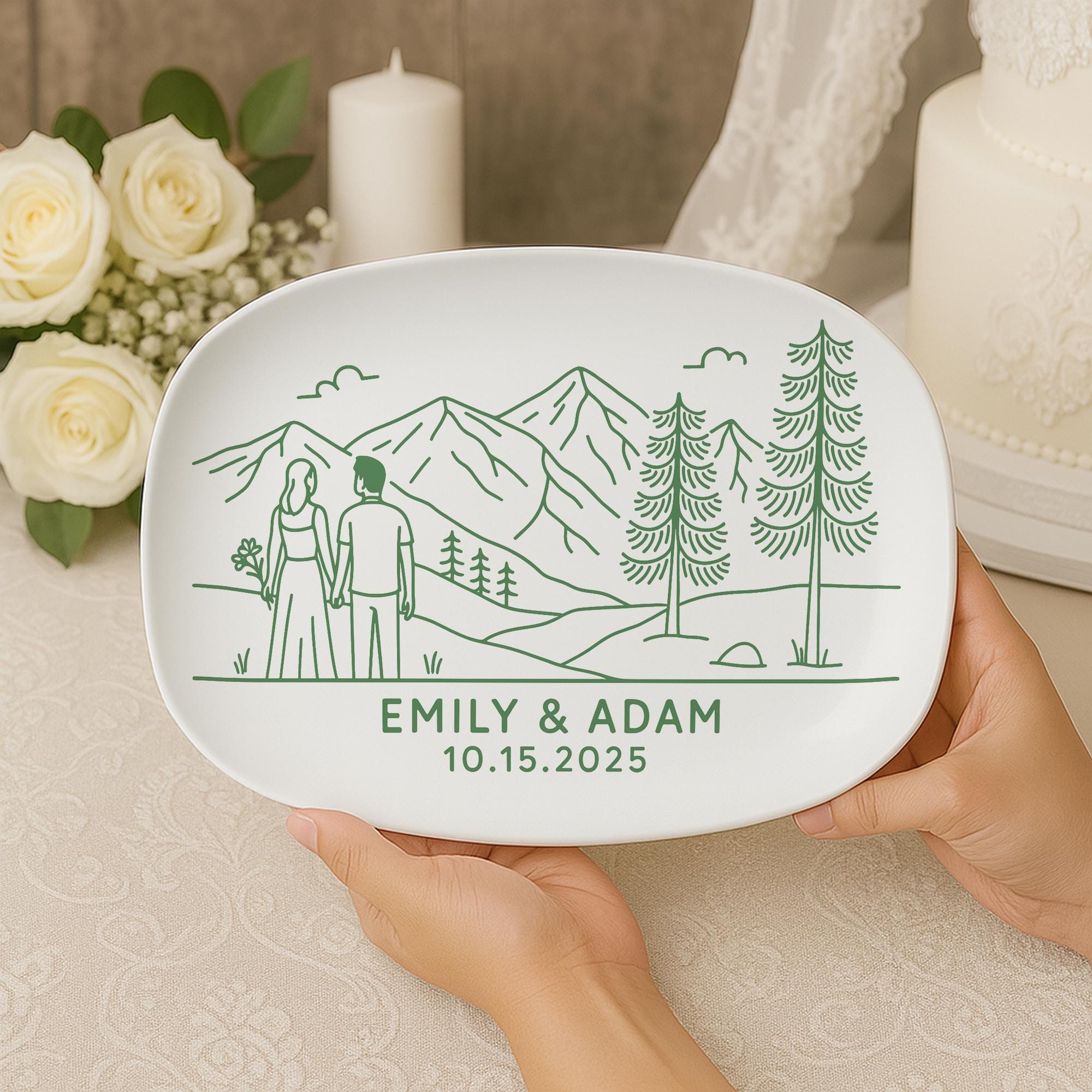 Custom Wedding Platter: Personalized Couple Name Plate, Decorative Keepsake