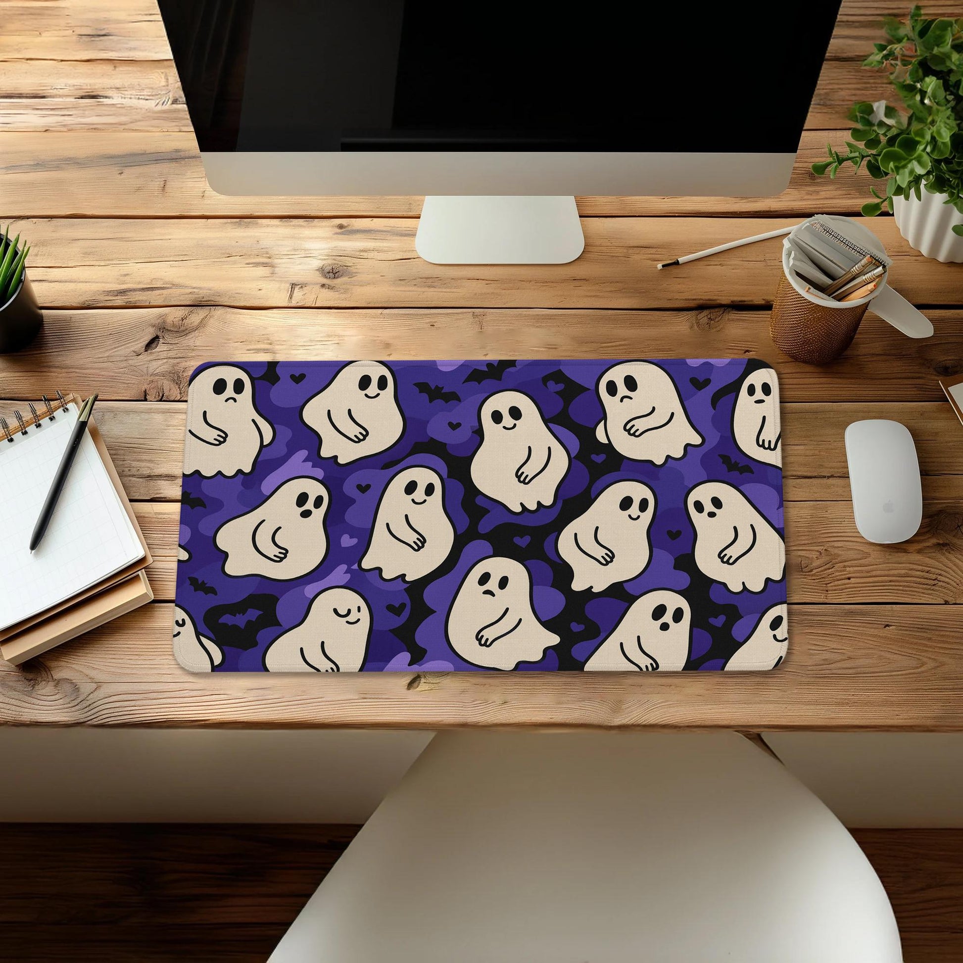 Funny Pregnant Ghost Mouse Pad - Cute Halloween Desk Mat, Spooky Mom Gift, Boss Office Accessory, Unique Fall Work Decor