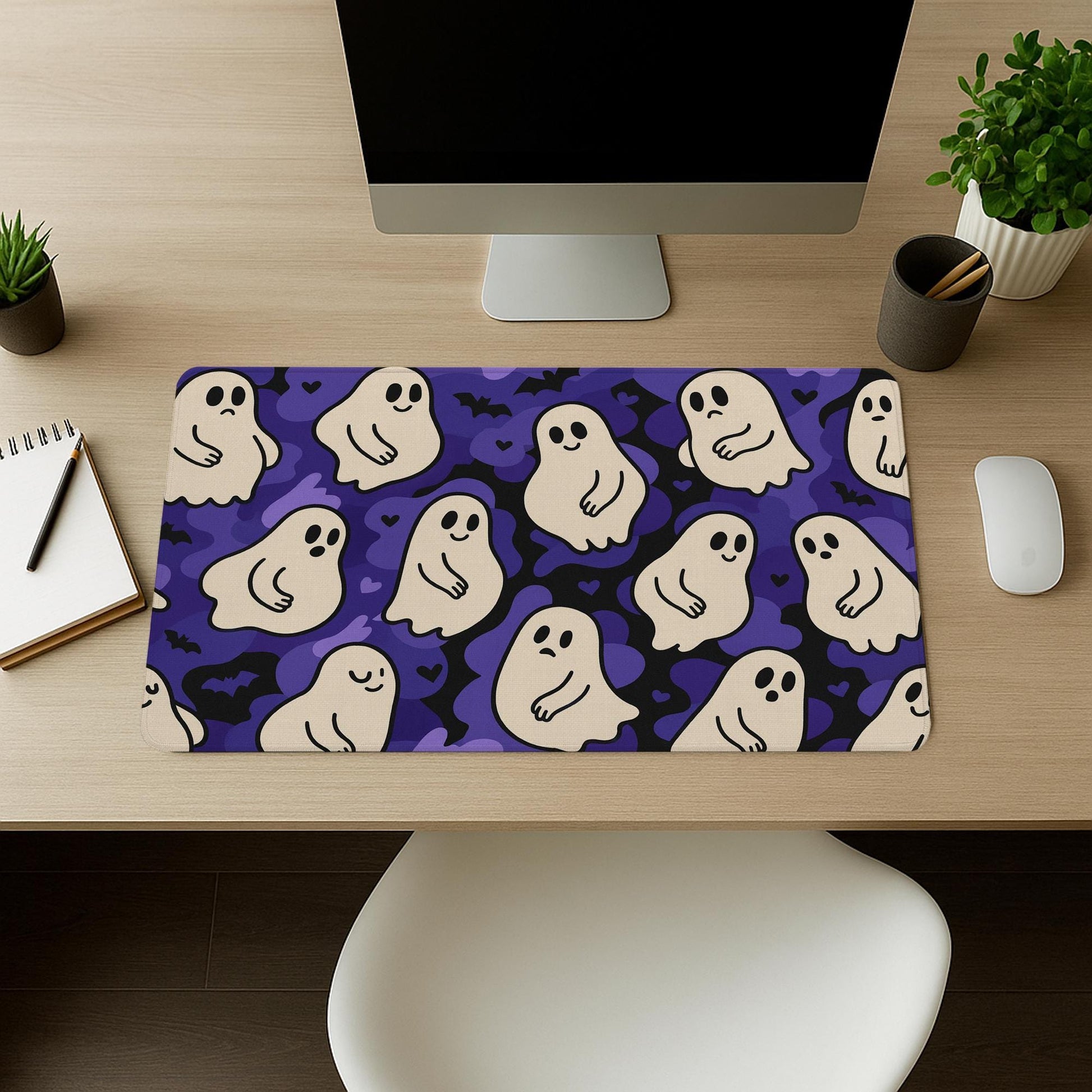 Funny Pregnant Ghost Mouse Pad - Cute Halloween Desk Mat, Spooky Mom Gift, Boss Office Accessory, Unique Fall Work Decor