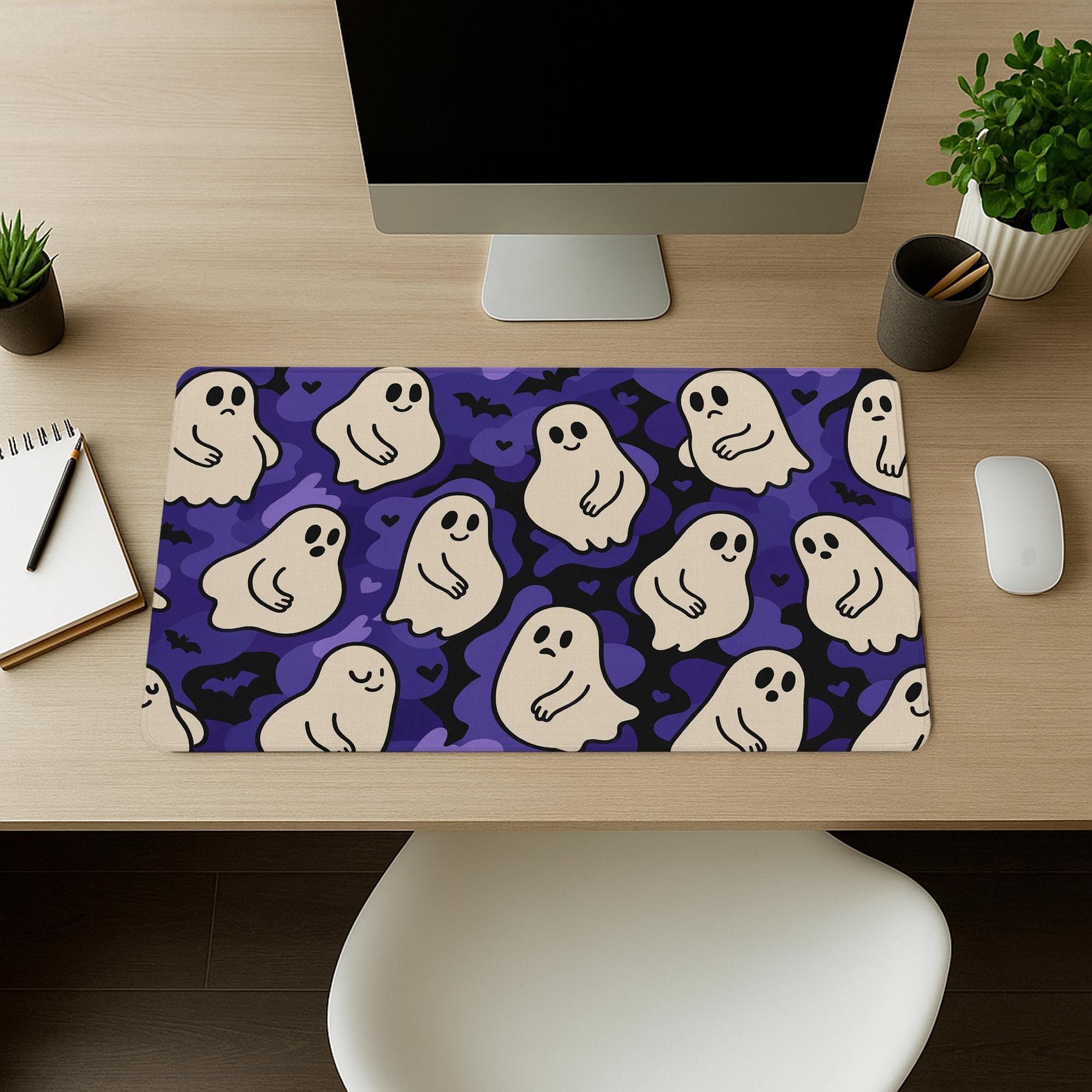 Funny Pregnant Ghost Mouse Pad - Cute Halloween Desk Mat, Spooky Mom Gift, Boss Office Accessory, Unique Fall Work Decor