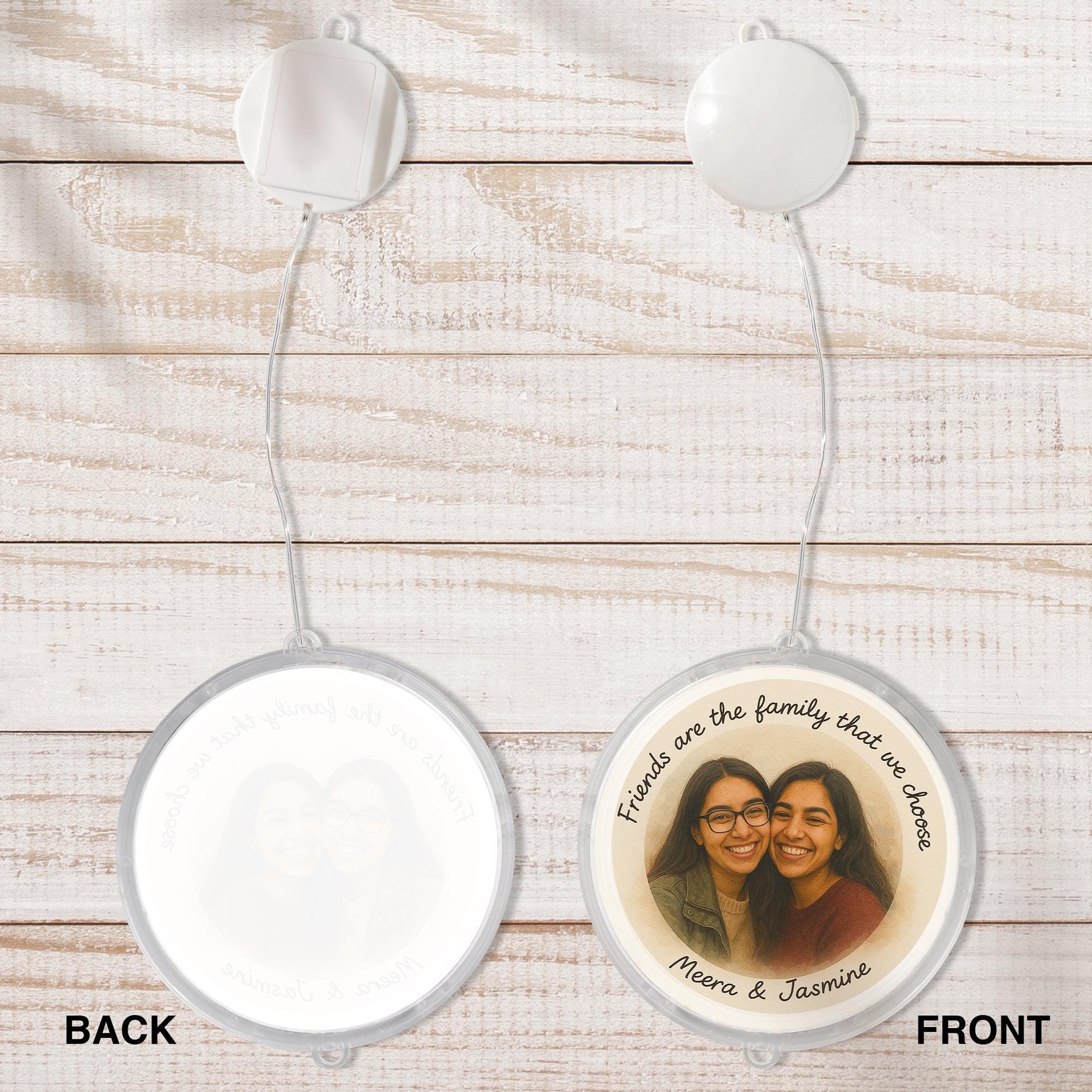 Custom Best Friend Photo LED Hanging - Personalized Light Up Gift, Friendship Keepsake, Birthday Present for Besties