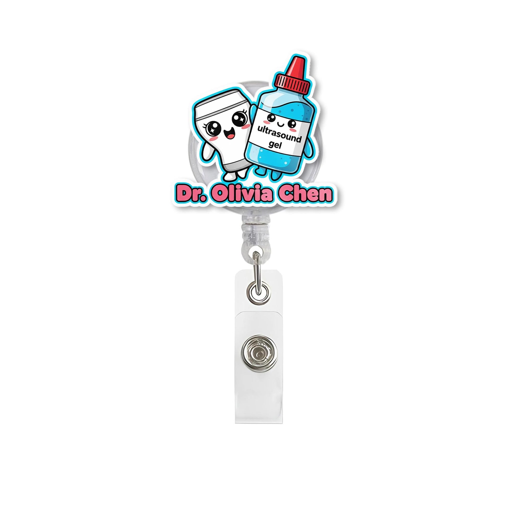 Ultrasound Badge Reel, Cute Retractable ID Holder, Sonographer Gift, Medical Badge Clip, Fun Work Accessory for Nurses and Doctors