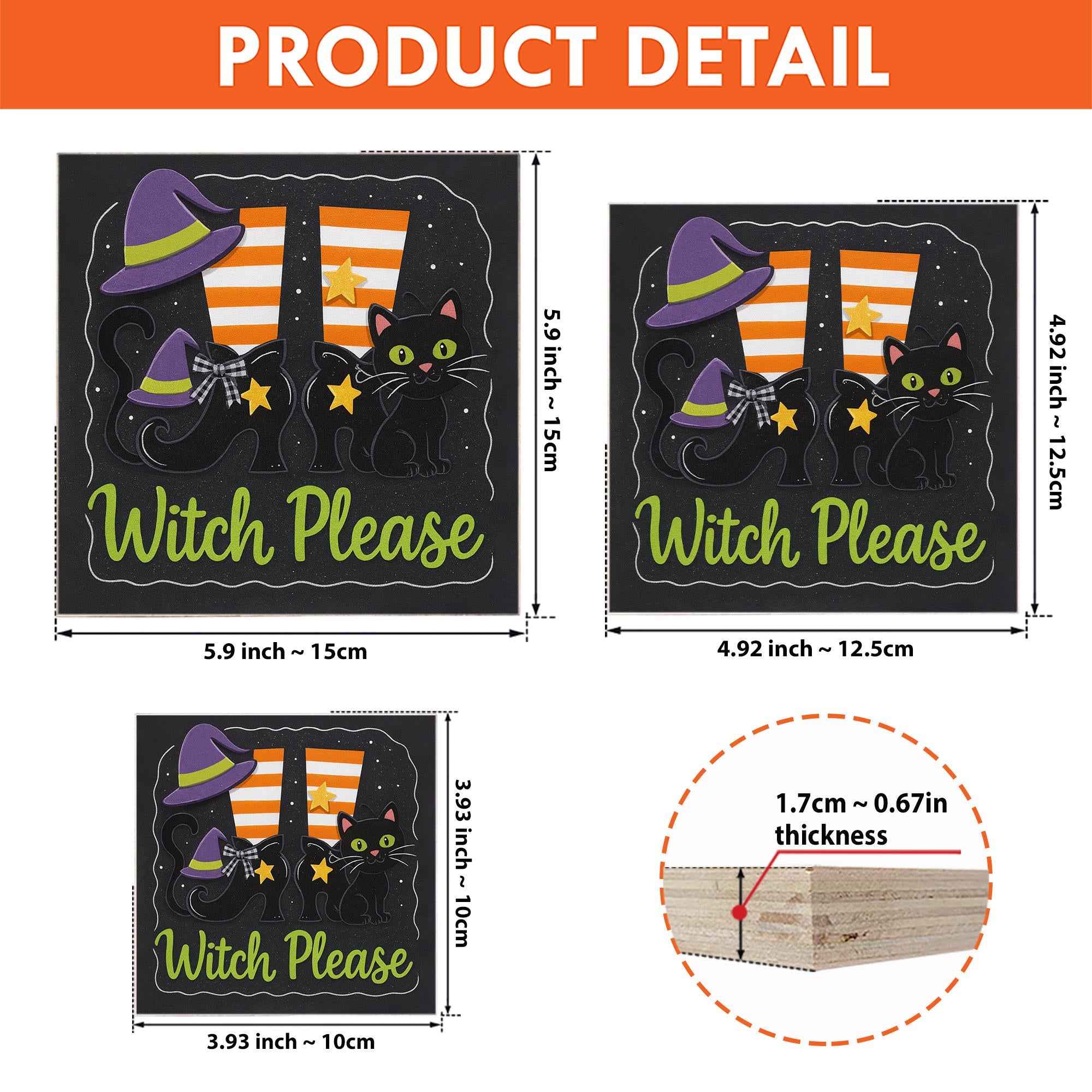 Witch Please Halloween Block Sign – Funny Wooden Witch Legs & Black Cat – Spooky Cute Decor for Fall decor