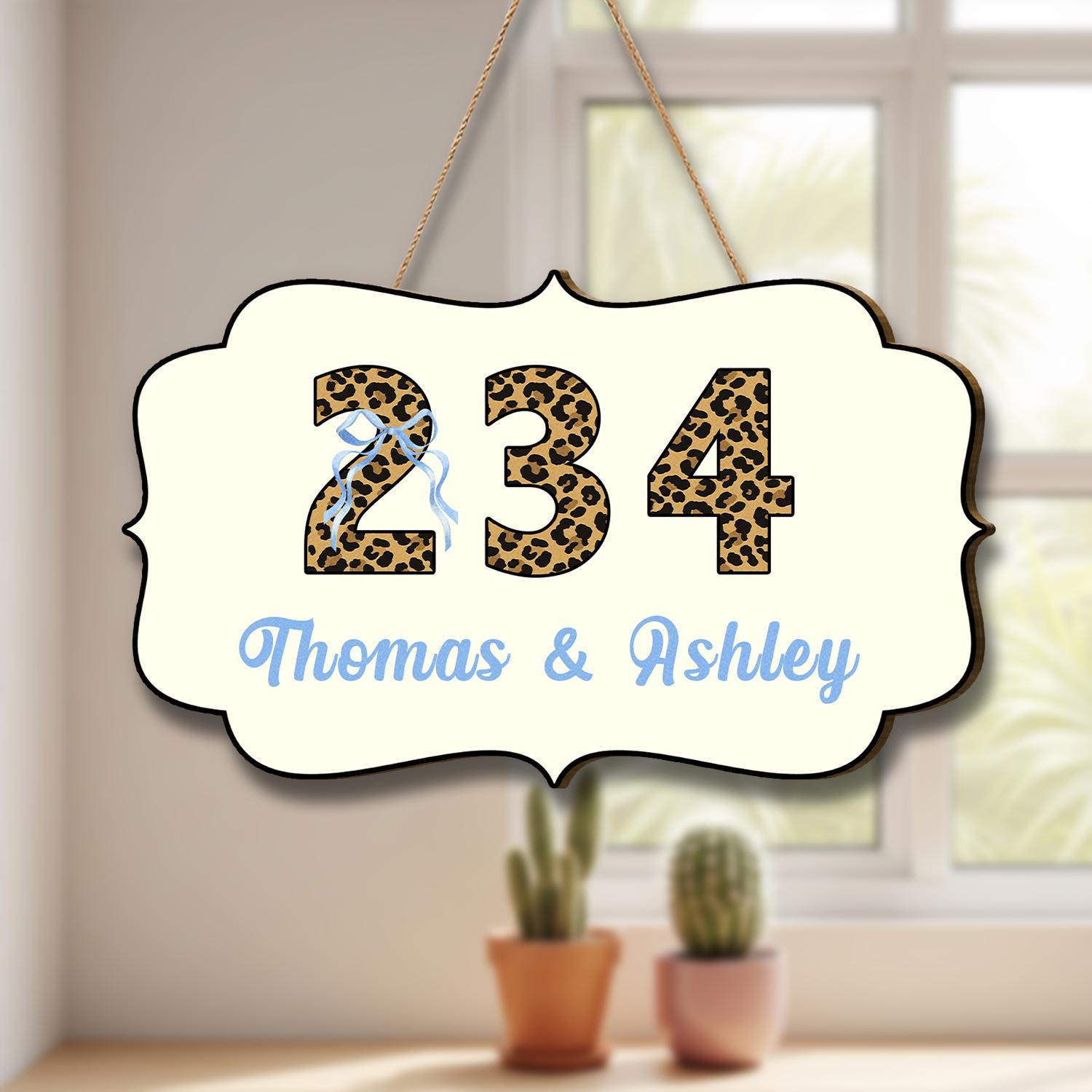 Personalized Leopard Dorm Door Sign | Personalized Room Number & Name Plaque | Blue Bow College Door Decor | Preppy Monogram Roommate Gift