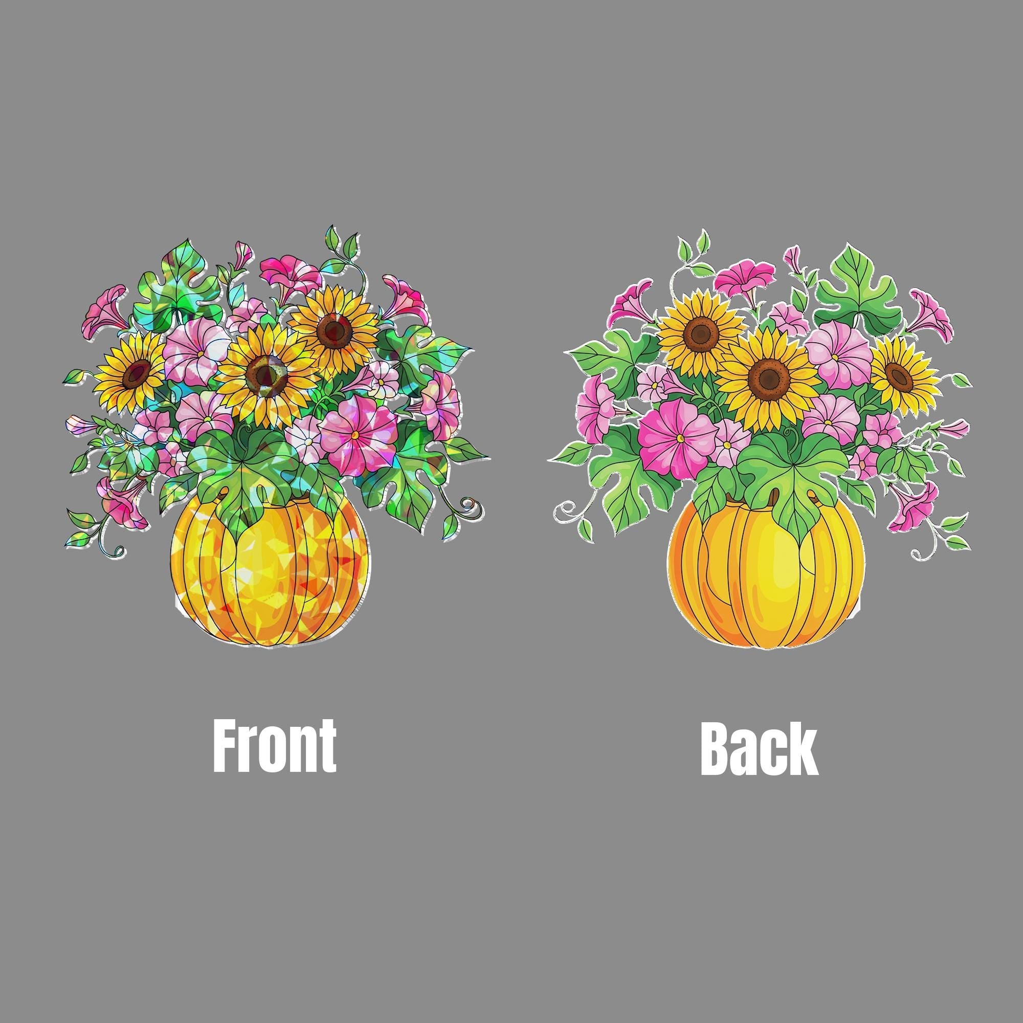 Handmade Acrylic Sunflower Pumpkin Suncatcher, Fall Window Decor, Floral Fall Light Catcher, Autumn Gift Home Accent, Home Decor Gift