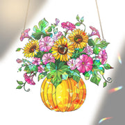 Handmade Acrylic Sunflower Pumpkin Suncatcher, Fall Window Decor, Floral Fall Light Catcher, Autumn Gift Home Accent, Home Decor Gift