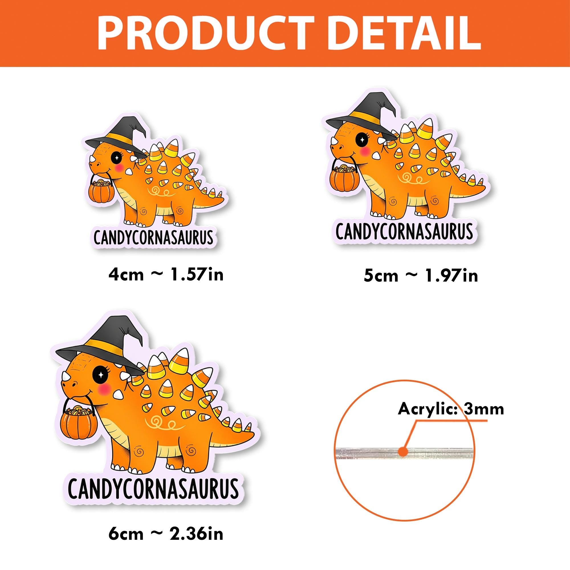 Candycornasaurus Badge Reel – Cute Dinosaur Halloween Candy Corn Retractable ID Holder, Nurse Teacher Office Fall Accessory