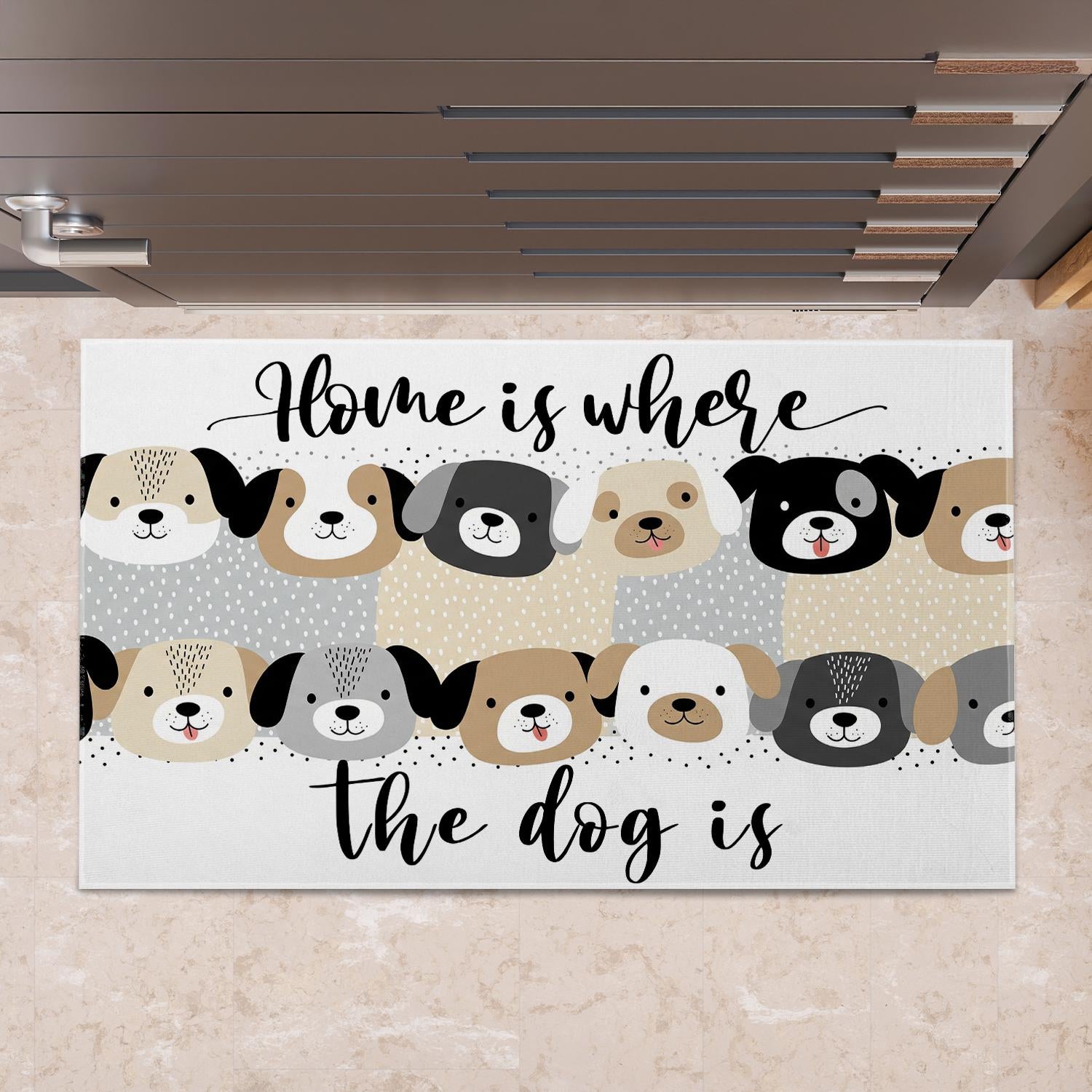 Home Is Where the Dog Is Doormat – Cute Dog Lover Welcome Mat, Funny Pet Entry Rug, Front Porch Decor, Gift for Dog Owners, Dog Lover Gift