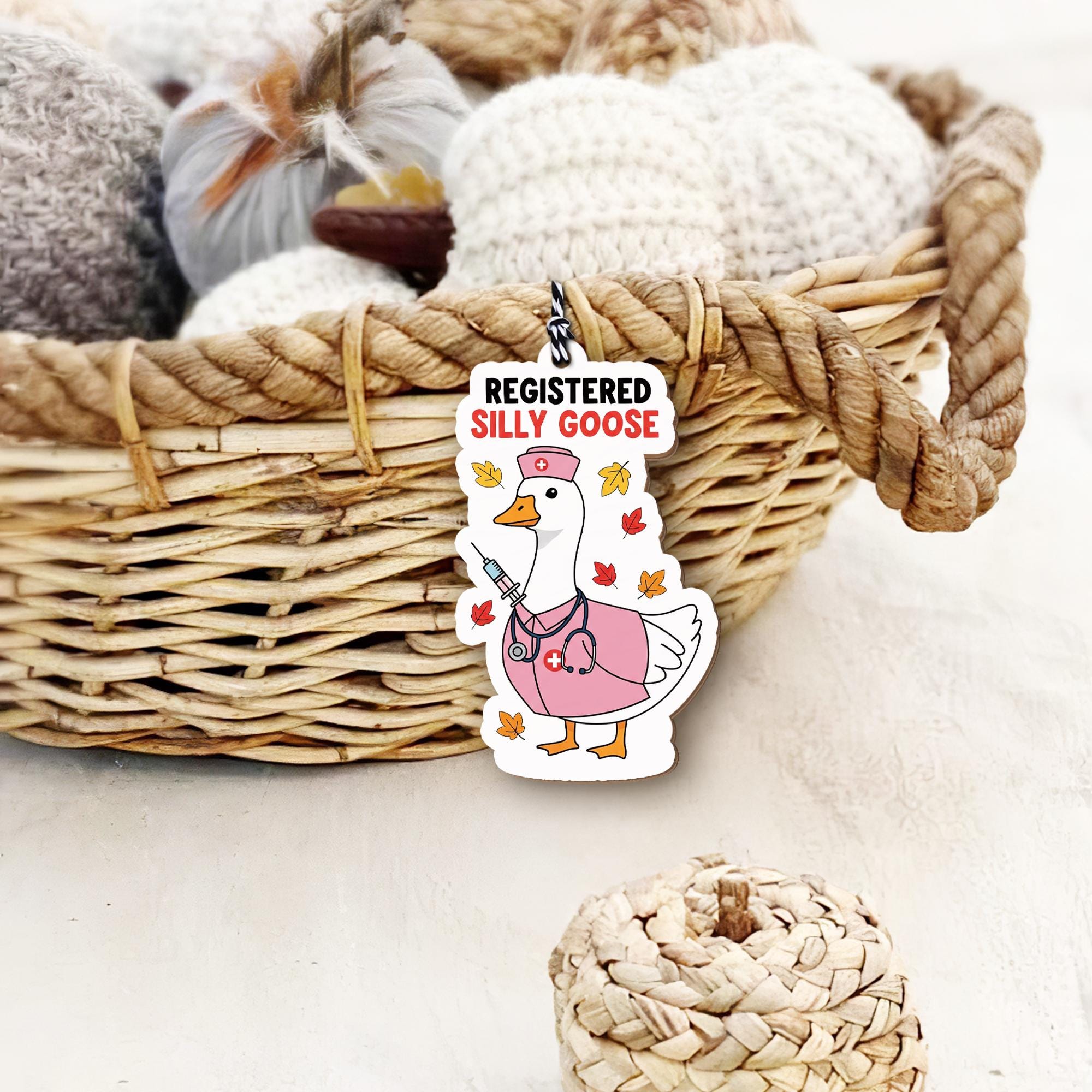 Registered Silly Goose Basket Tag – Funny Nurse Gift Tag, Cute Medical Themed Ornament, Healthcare Appreciation Basket Decoration,Nurse Gift