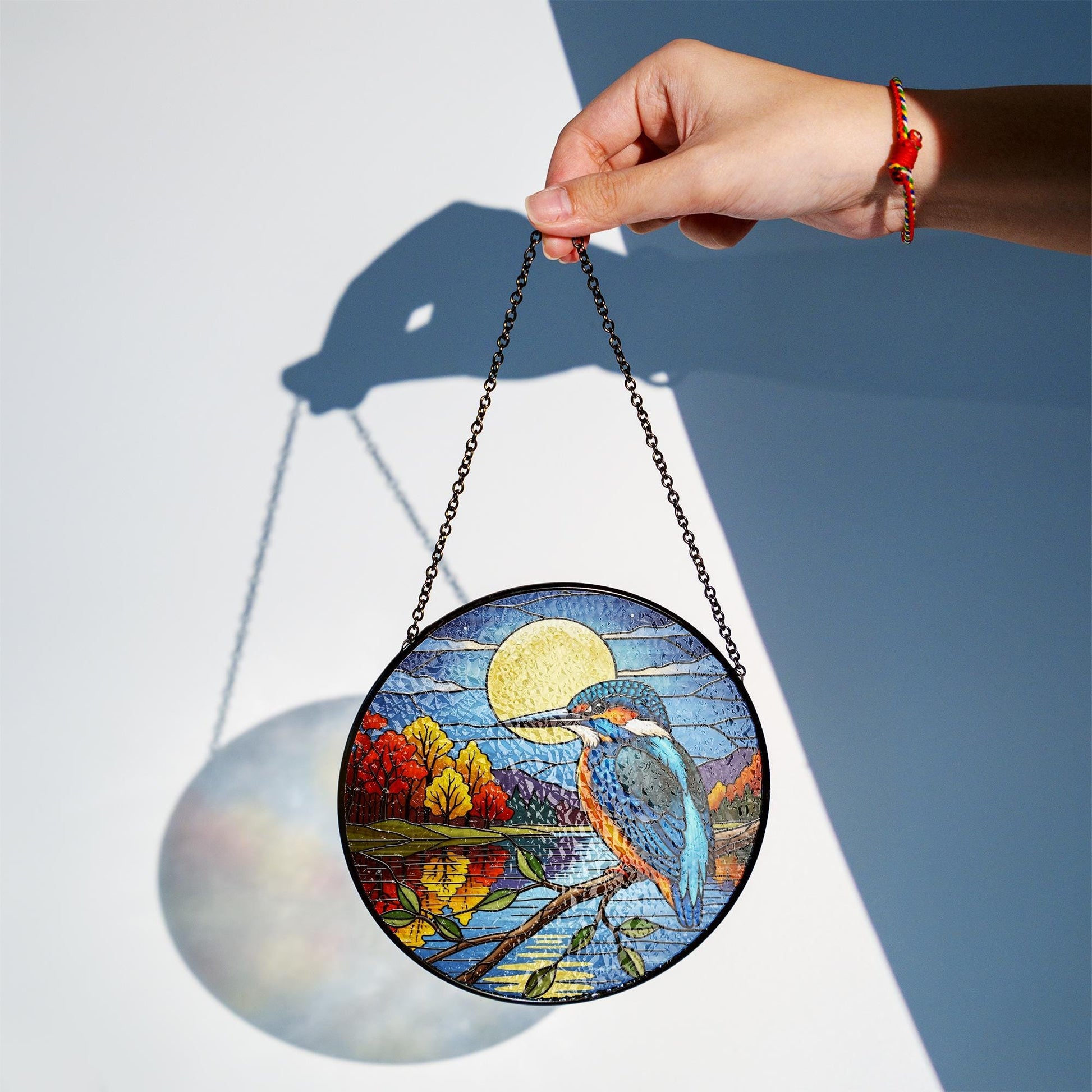 Kingfisher Glass Suncatcher | Colorful Bird Window Hanging | Nature Art Glass Decor | Sun Catcher Gift for Bird Lovers
