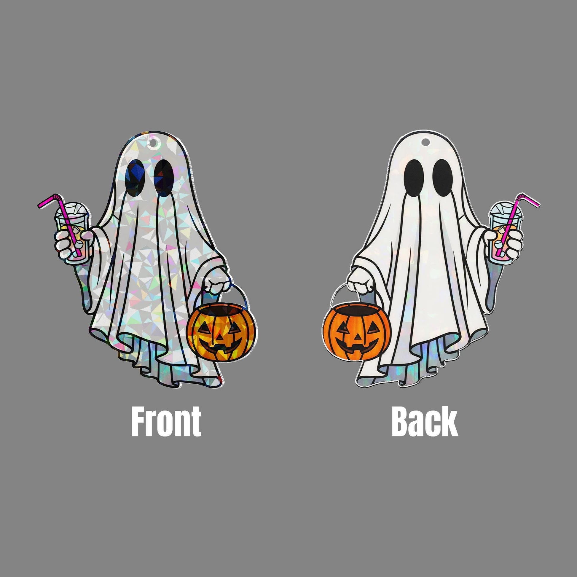 Hologram Ghost Window Hanging, Shimmering Acrylic Suncatcher, Halloween Ghost Decor, Light‑Catching Ghost Ornament, Suncatcher Style