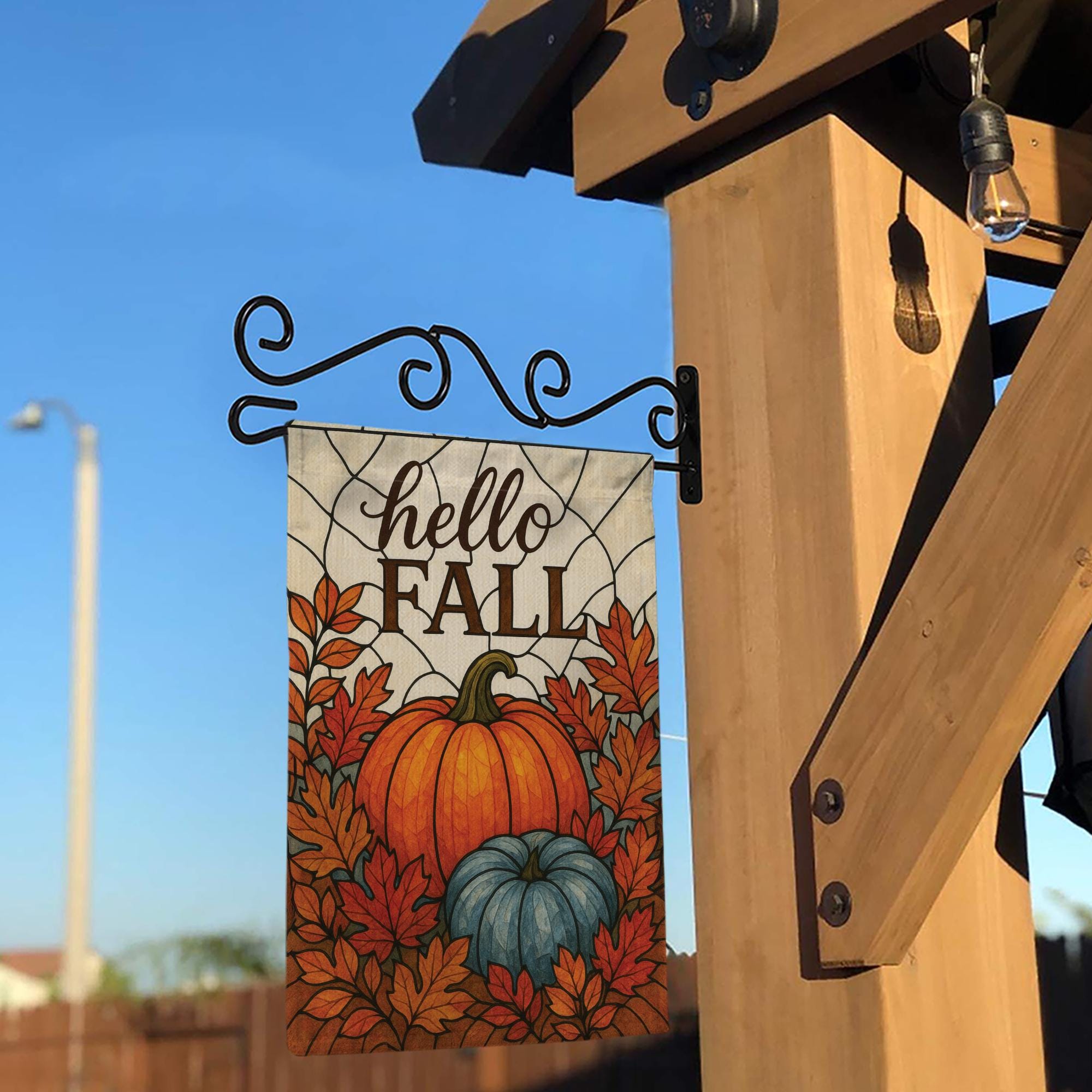 Hello Fall Garden Flag, Autumn Pumpkins & Leaves Yard Decor, Fall Porch Flag, Seasonal Outdoor Welcome Banner
