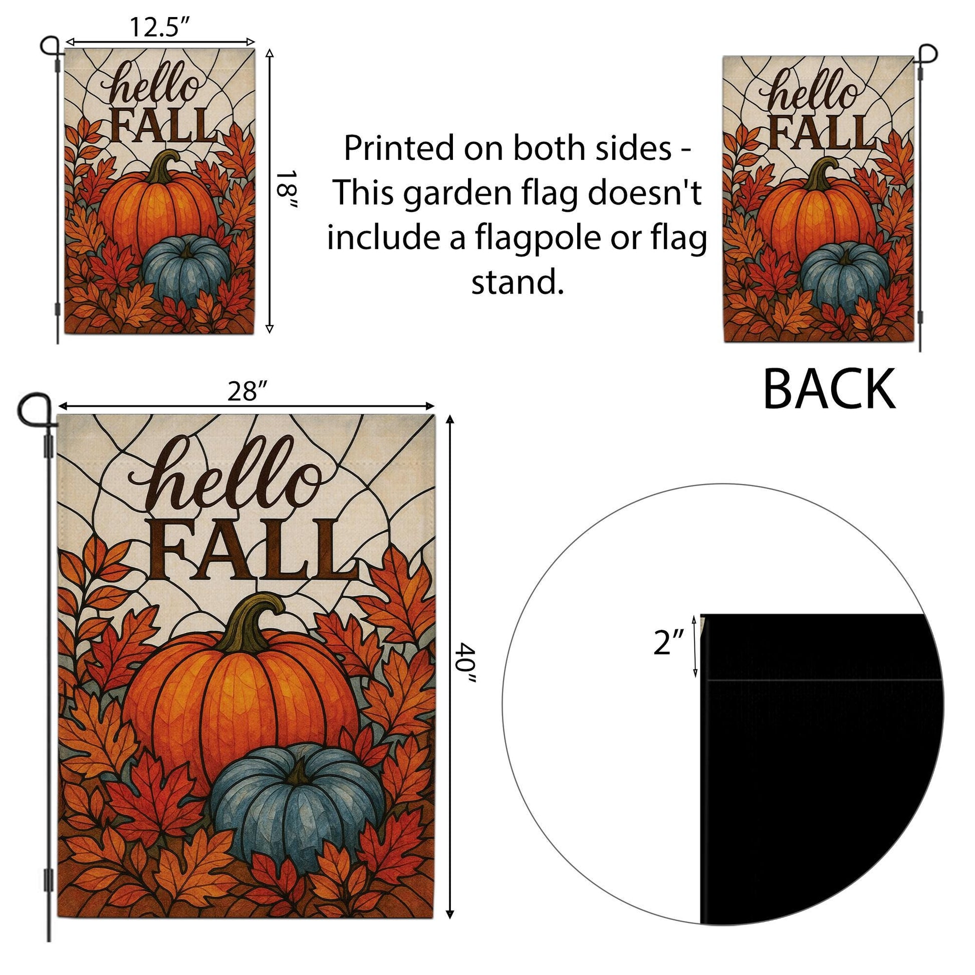 Hello Fall Garden Flag, Autumn Pumpkins & Leaves Yard Decor, Fall Porch Flag, Seasonal Outdoor Welcome Banner