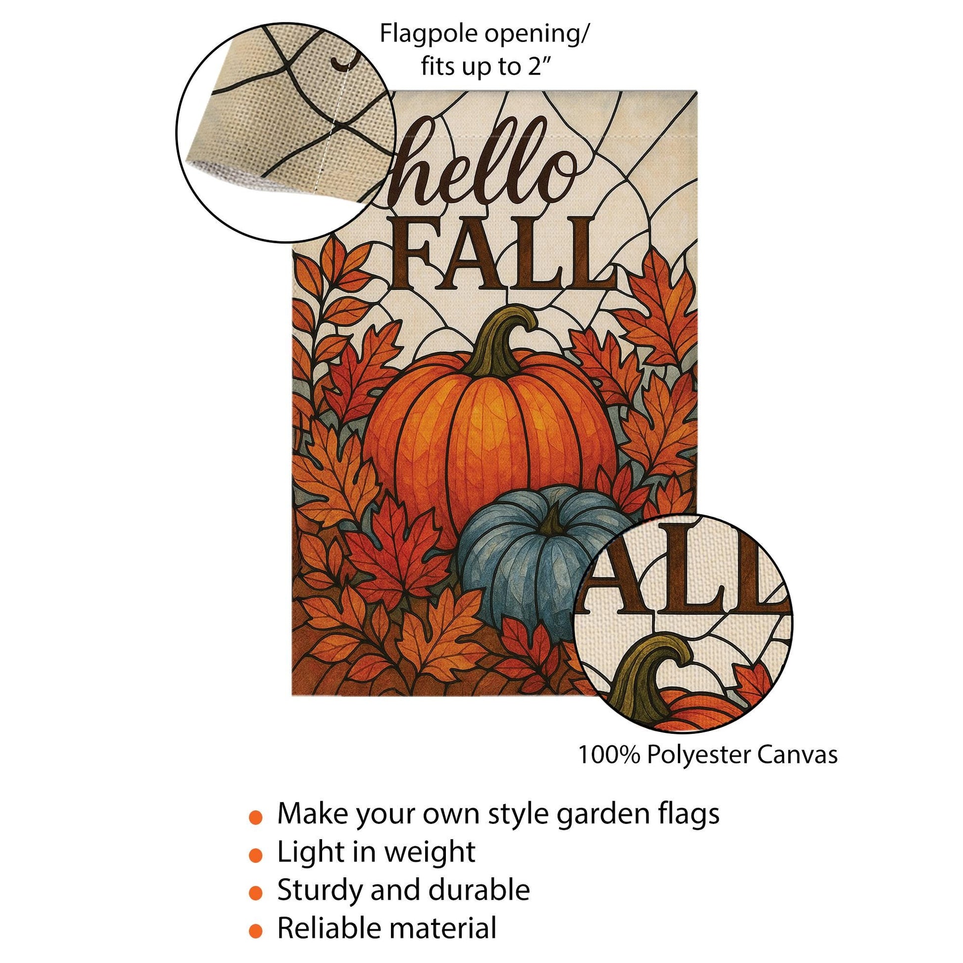 Hello Fall Garden Flag, Autumn Pumpkins & Leaves Yard Decor, Fall Porch Flag, Seasonal Outdoor Welcome Banner