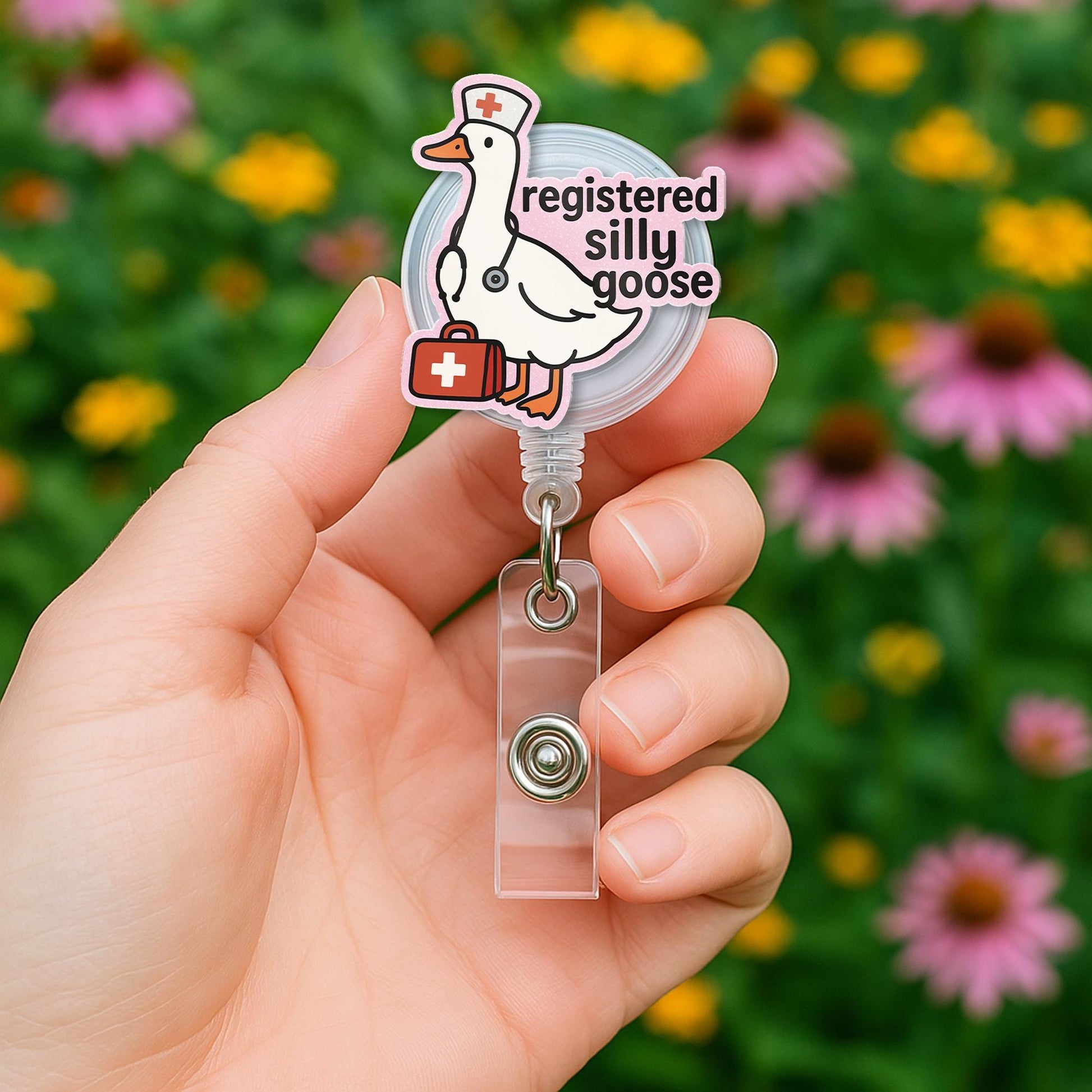 Registered Silly Goose Nurse Badge Reel, Funny Medical ID Holder, Cute RN Retractable Clip, Coworker Gift Idea, Cute Nurse ID Clip