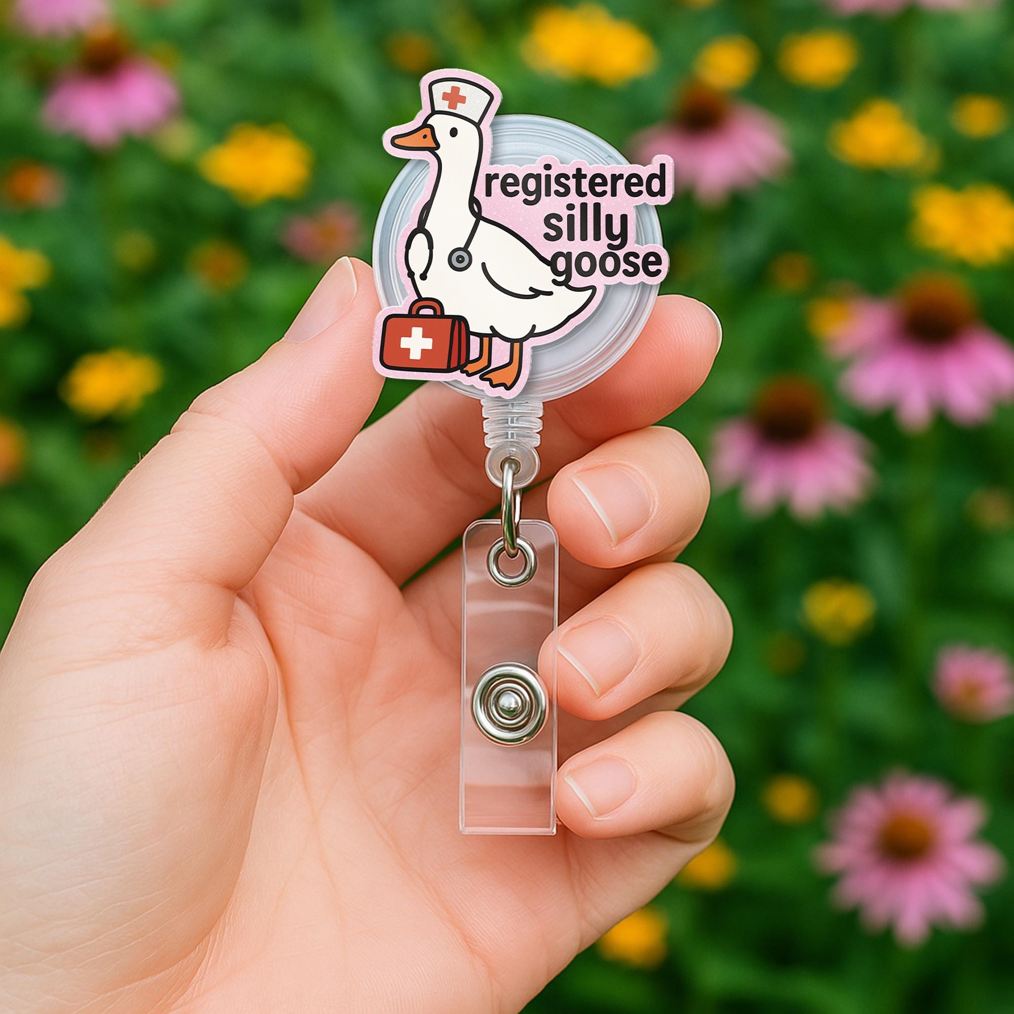 Registered Silly Goose Nurse Badge Reel, Funny Medical ID Holder, Cute RN Retractable Clip, Coworker Gift Idea, Cute Nurse ID Clip