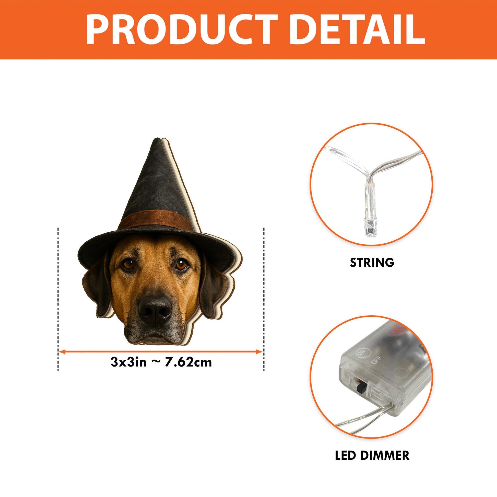 Custom Pet Face String Lights – Halloween Cat Dog Decor – Personalized Pet Photo Fairy Lights – Funny Pet Gift for Dog or Cat Lovers