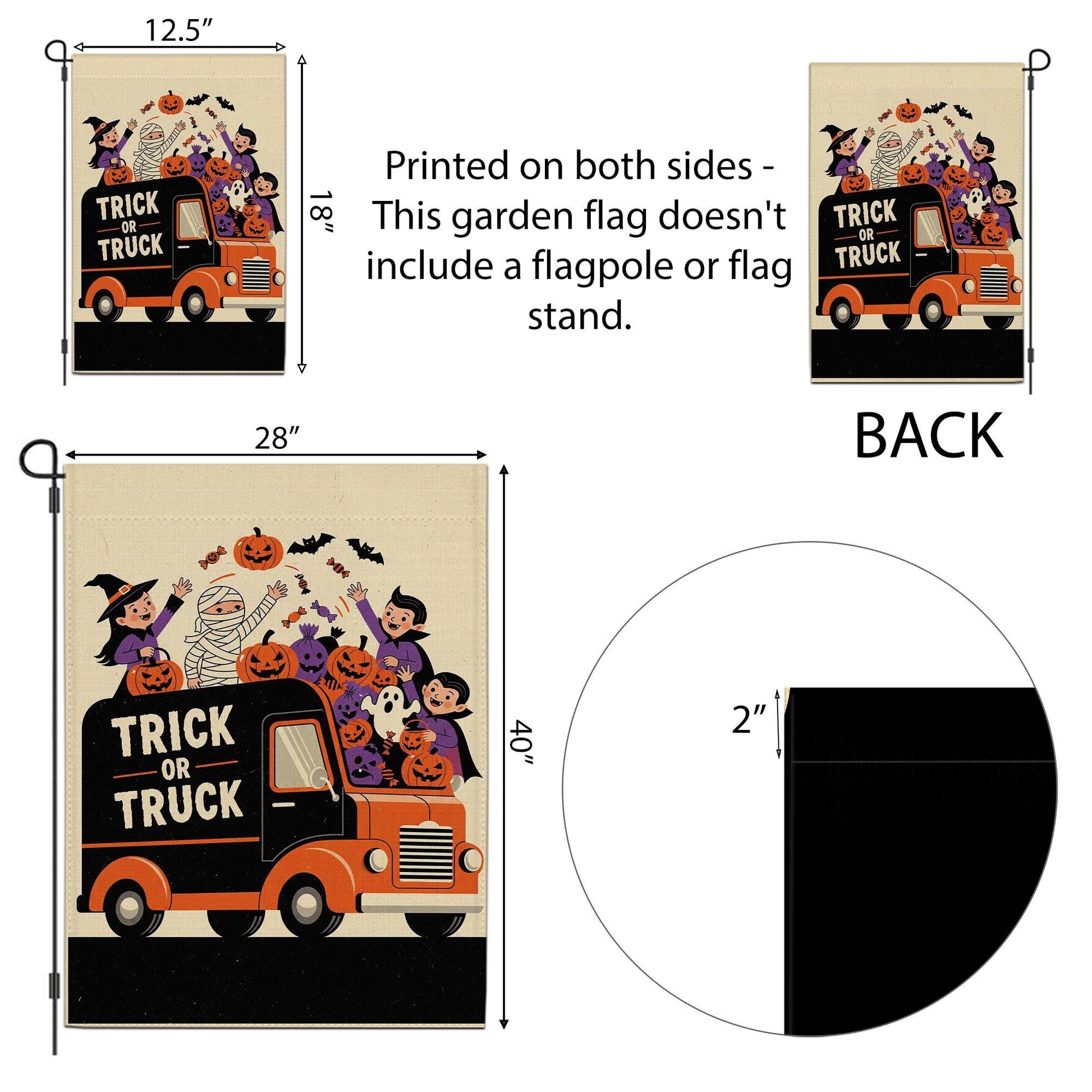 Trick or Truck Halloween Pumpkin Truck Flag – Kids Costume Truck Garden Decor