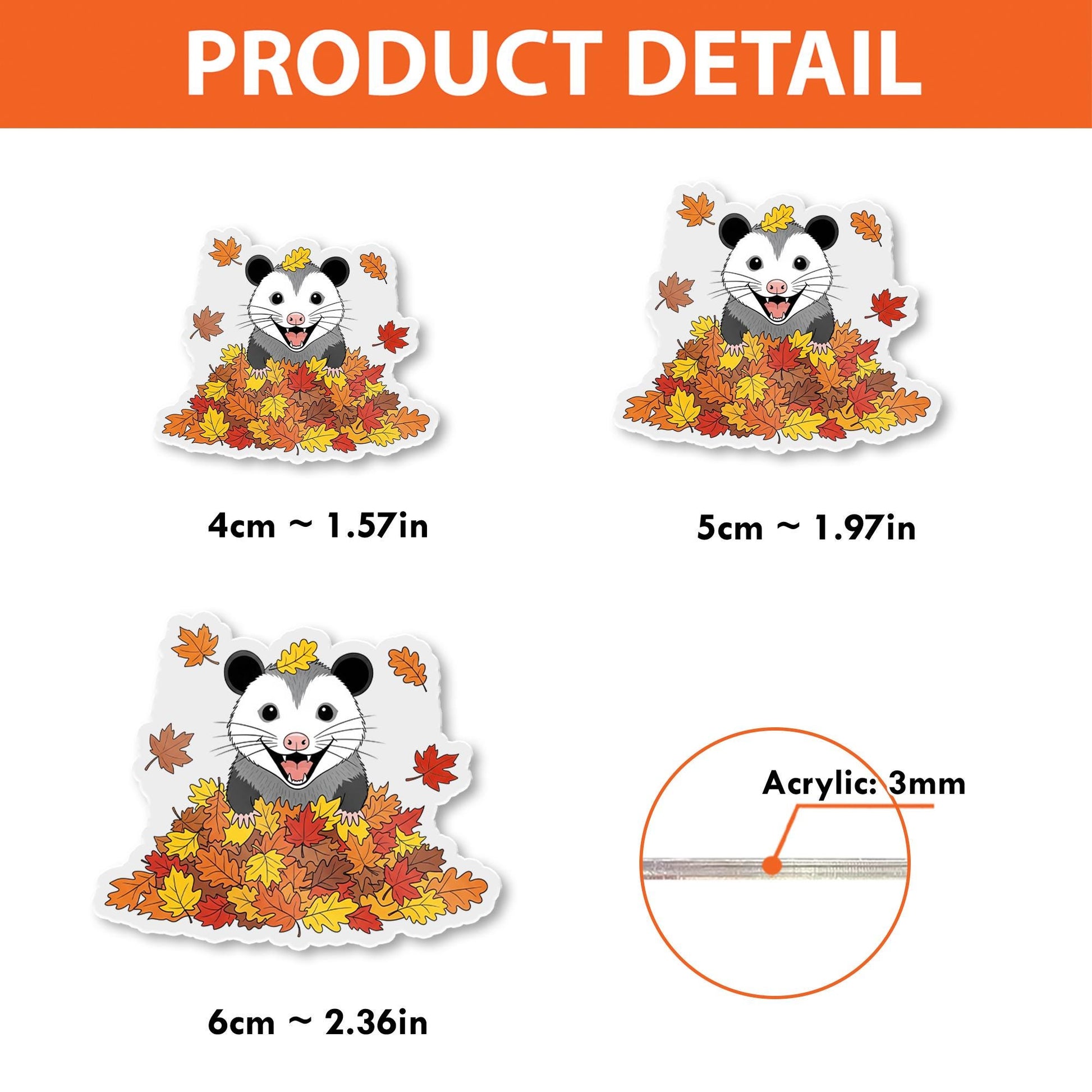 Fall Possum Badge Reel – Autumn Leaves Opossum ID Holder, Cute Nurse Badge Clip, Woodland Animal Retractable Reel Gift