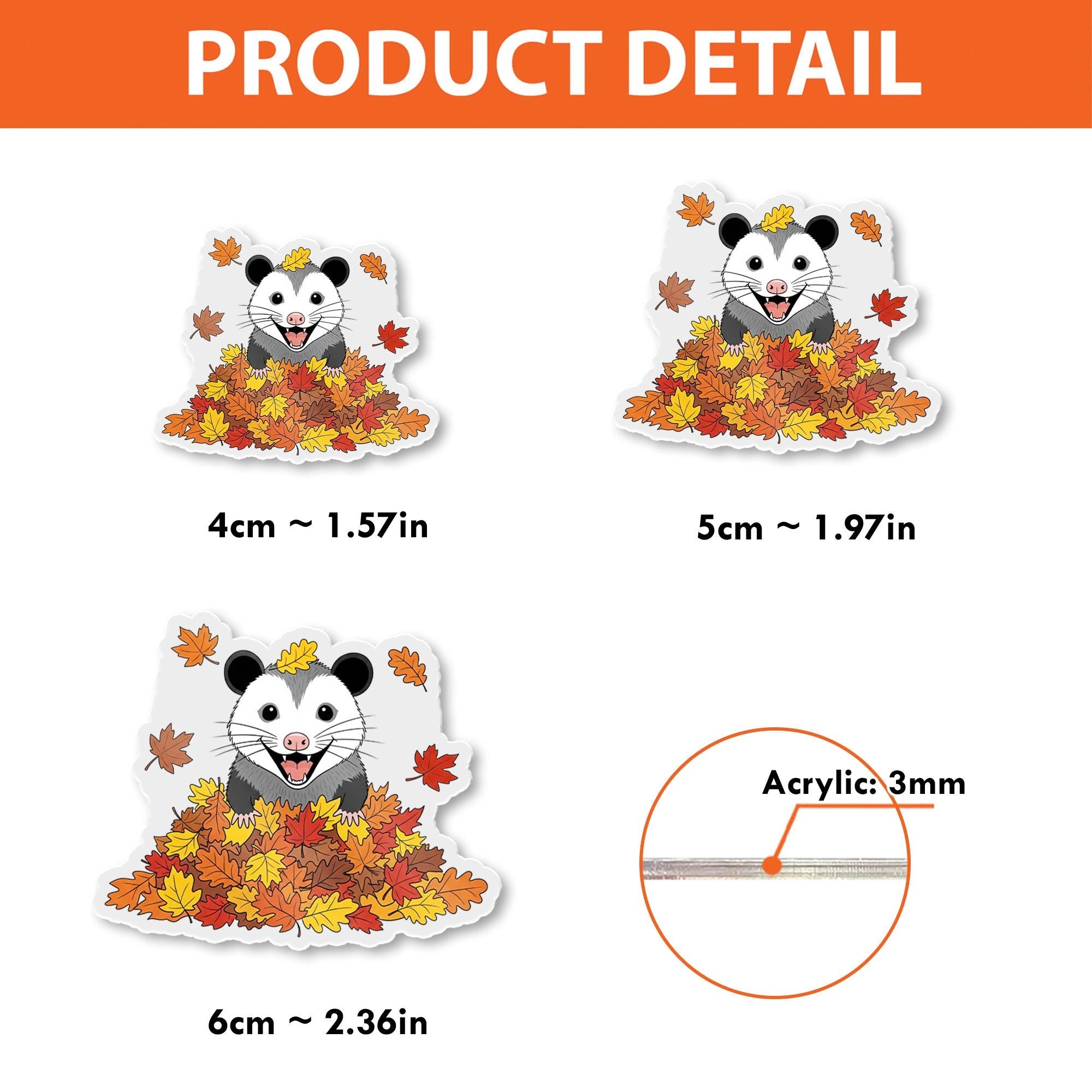 Fall Possum Badge Reel – Autumn Leaves Opossum ID Holder, Cute Nurse Badge Clip, Woodland Animal Retractable Reel Gift