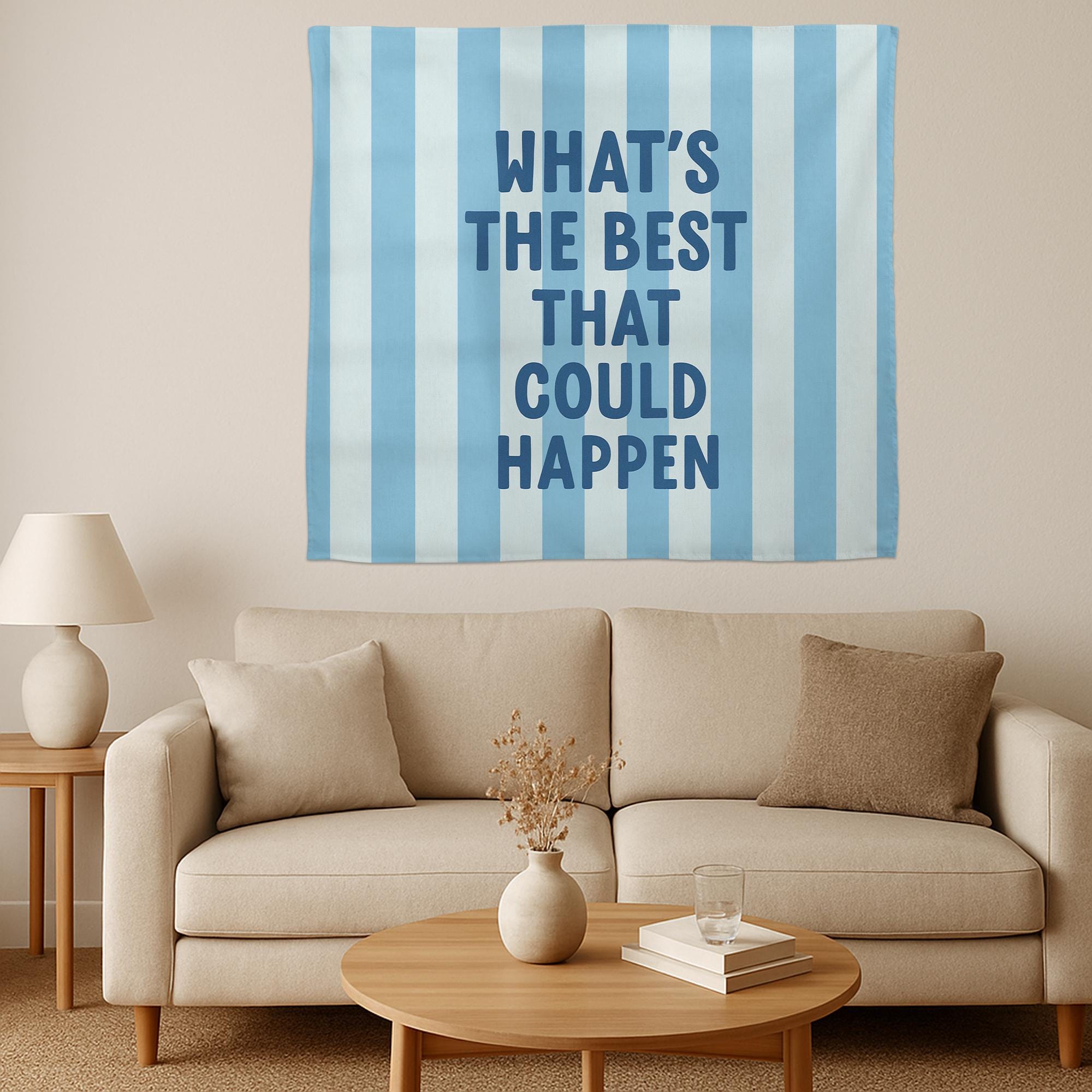 What’s the Best That Could Happen Tapestry | Motivational Dorm Wall Decor | Positive Quote Room Hanging | College Bedroom Aesthetic