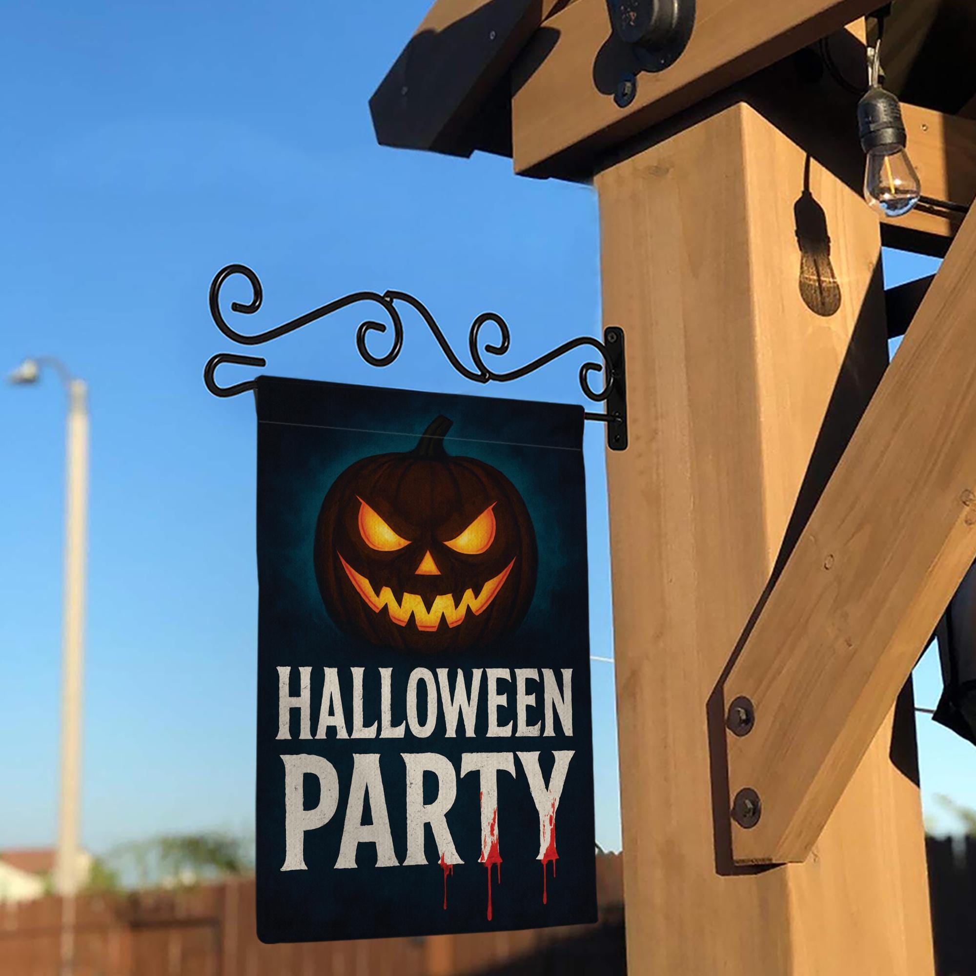 Halloween Party Garden Flag, Scary Pumpkin Jack O Lantern Yard Decor, Spooky Outdoor Banner, Haunted House Party Decoration