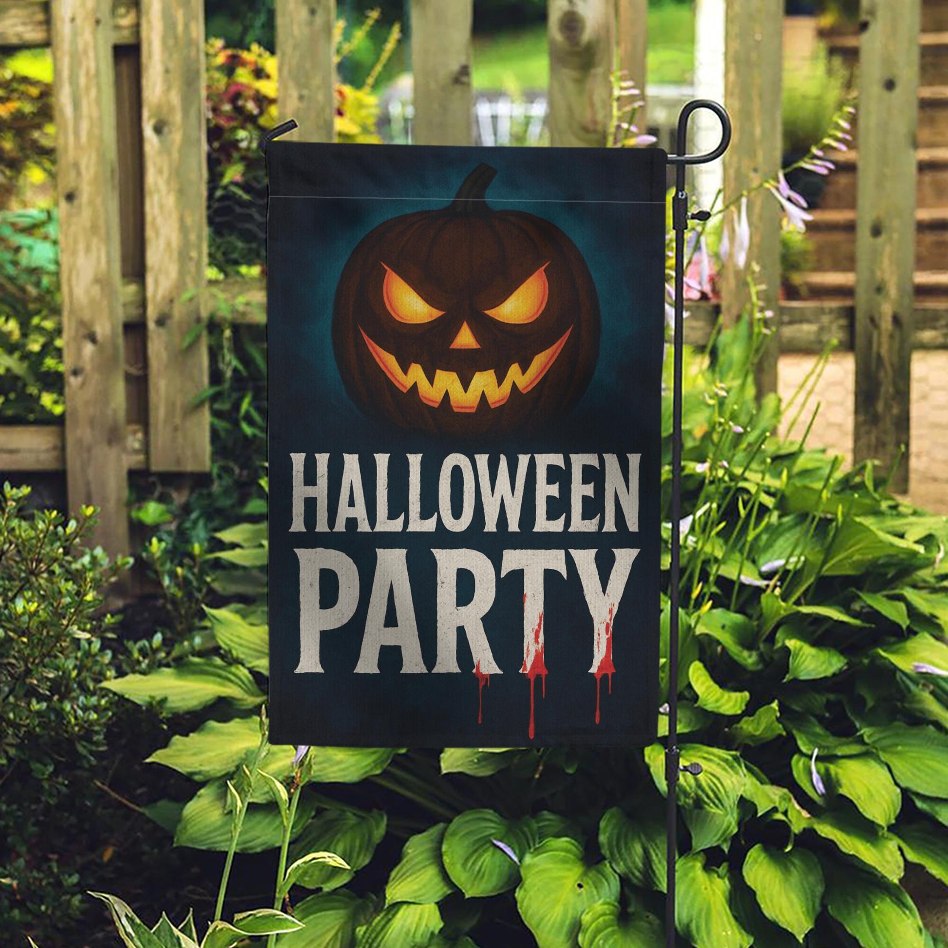 Halloween Party Garden Flag, Scary Pumpkin Jack O Lantern Yard Decor, Spooky Outdoor Banner, Haunted House Party Decoration
