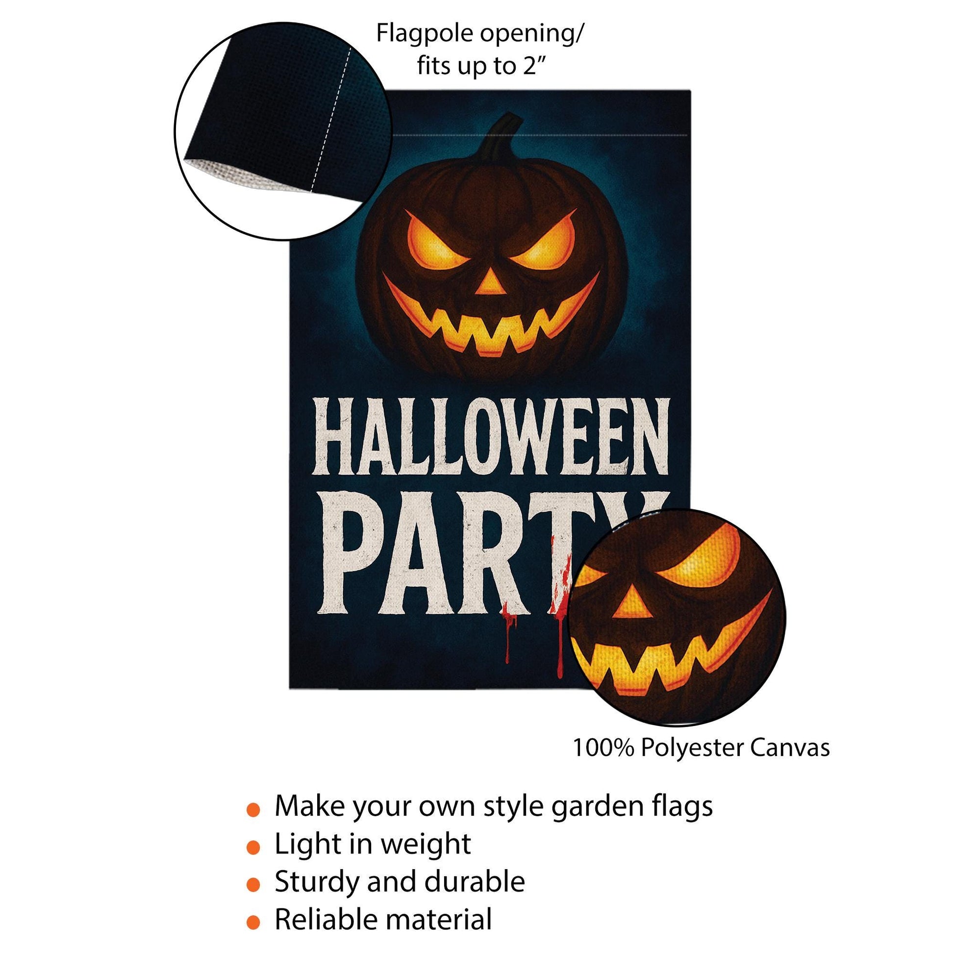 Halloween Party Garden Flag, Scary Pumpkin Jack O Lantern Yard Decor, Spooky Outdoor Banner, Haunted House Party Decoration