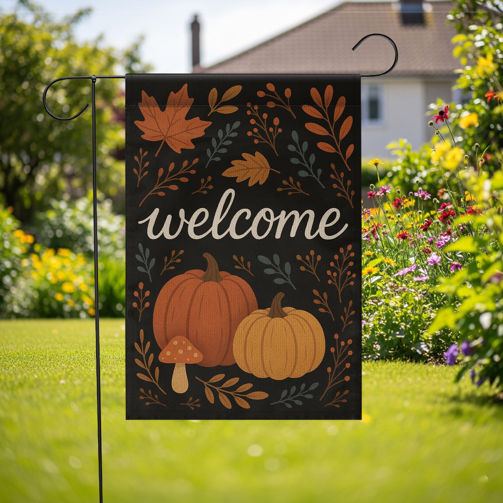 Fall Welcome Garden Flag, Pumpkin Autumn Yard Decor, Seasonal Outdoor Decoration, Thanksgiving Front Porch Flag