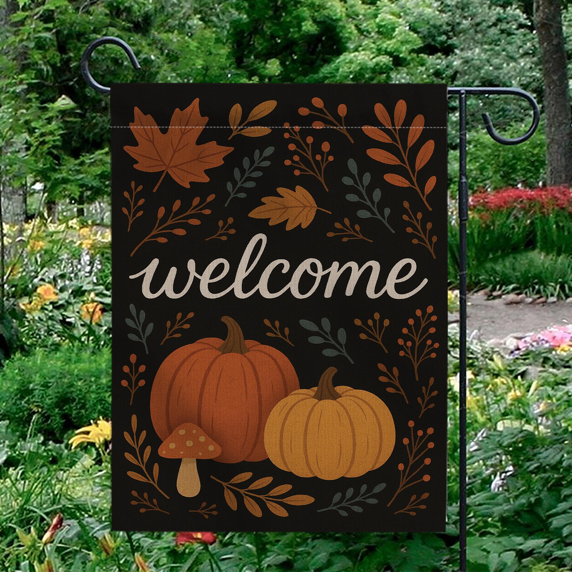 Fall Welcome Garden Flag, Pumpkin Autumn Yard Decor, Seasonal Outdoor Decoration, Thanksgiving Front Porch Flag