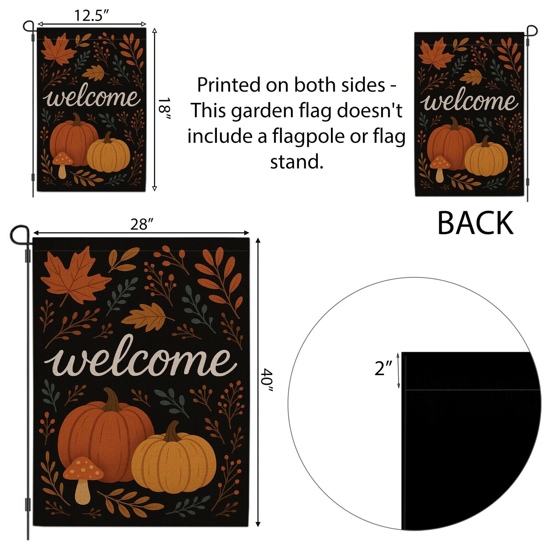 Fall Welcome Garden Flag, Pumpkin Autumn Yard Decor, Seasonal Outdoor Decoration, Thanksgiving Front Porch Flag
